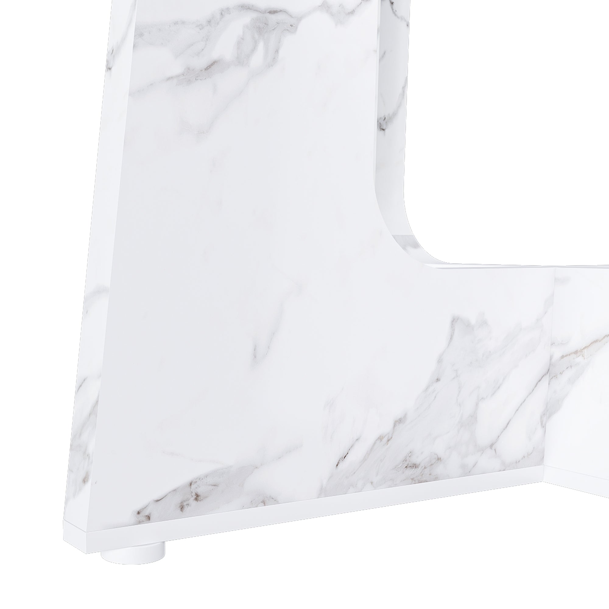 Modern 47.24' Round Dining Table with Marble White Finish
