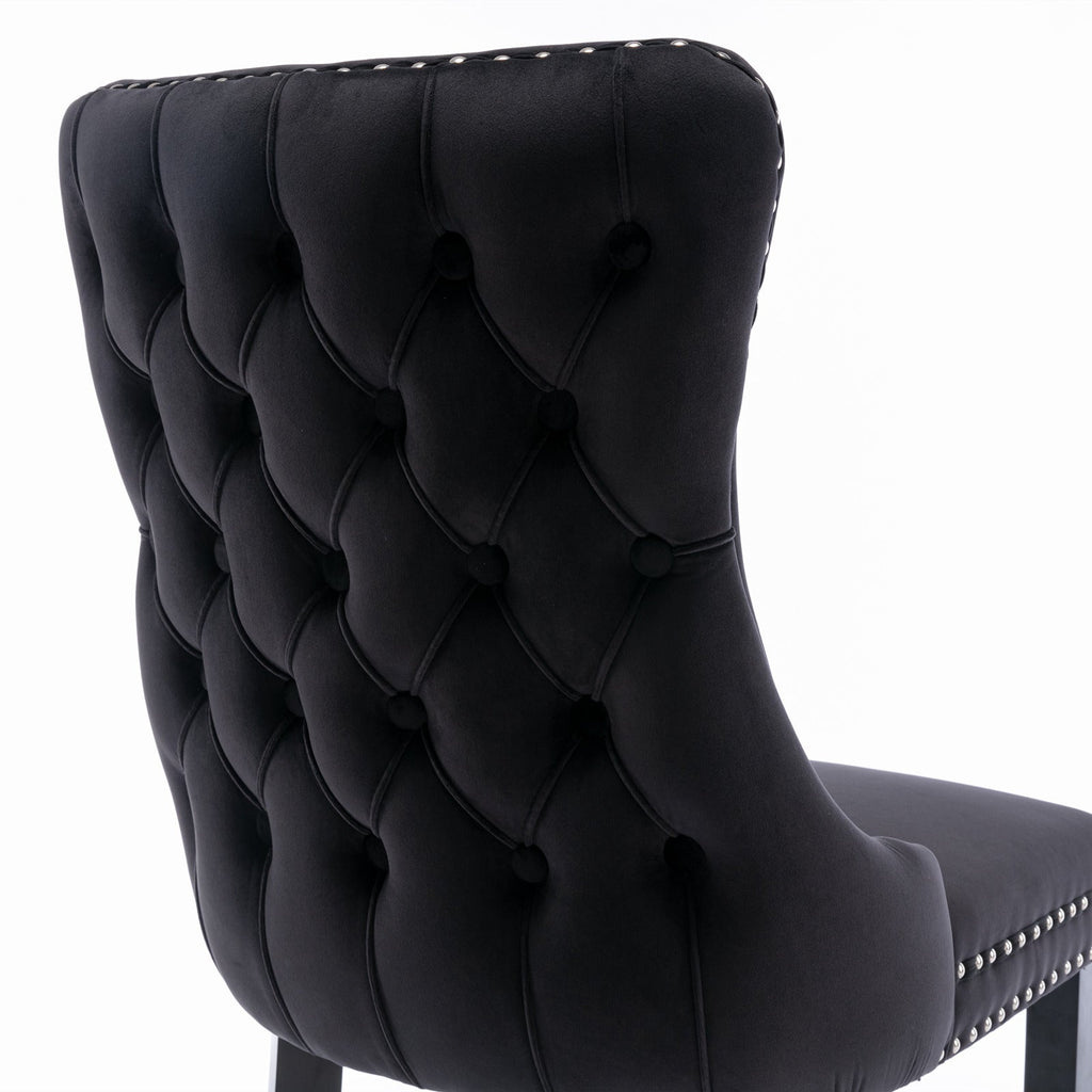 Modern Velvet Upholstered Wing-Back Dining Chairs (Set of 2)