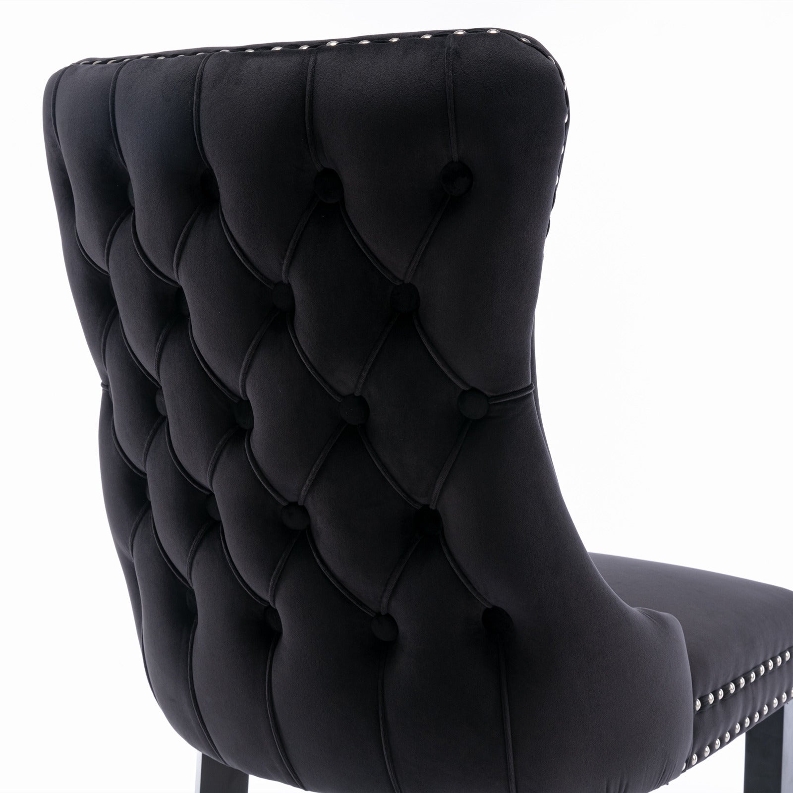 Modern Velvet Upholstered Wing-Back Dining Chairs (Set of 2)