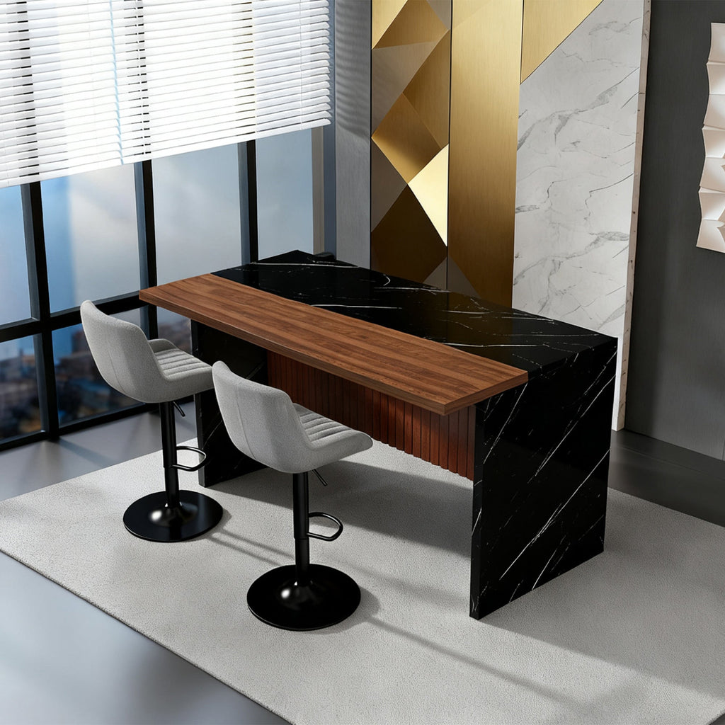 63' Modern Kitchen Island with Marble-Look Surface (Island Only)