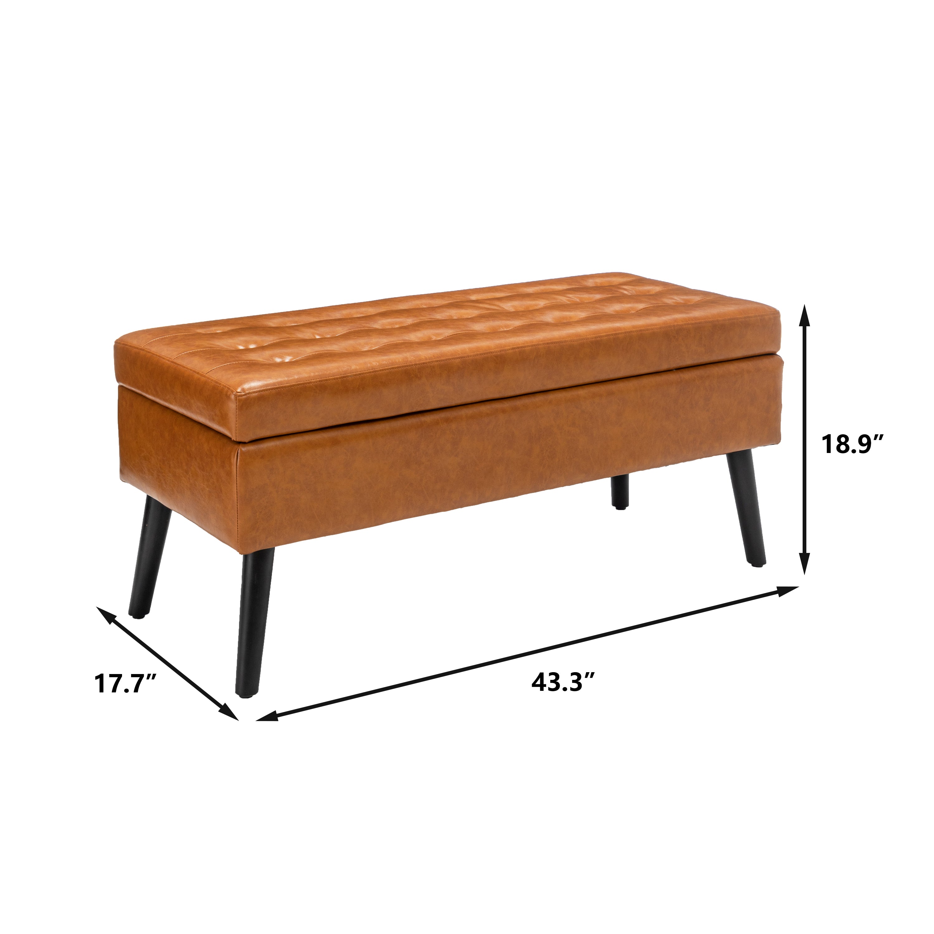 Brown PU Leather Storage Bench