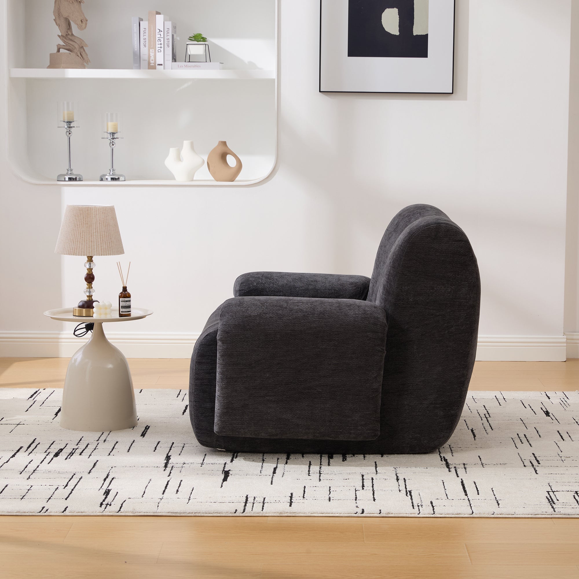 Modern Chenille Vertical Stripe Accent Chair