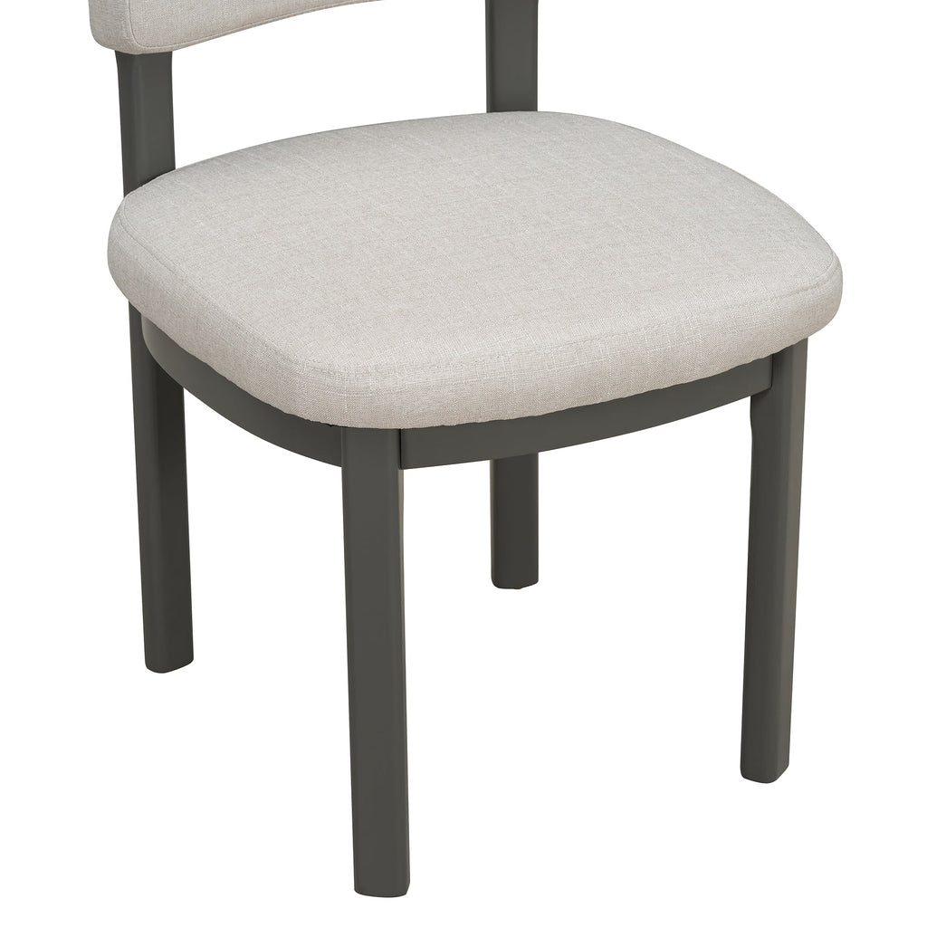 Farmhouse Dining Table Set with 6 Upholstered Chairs