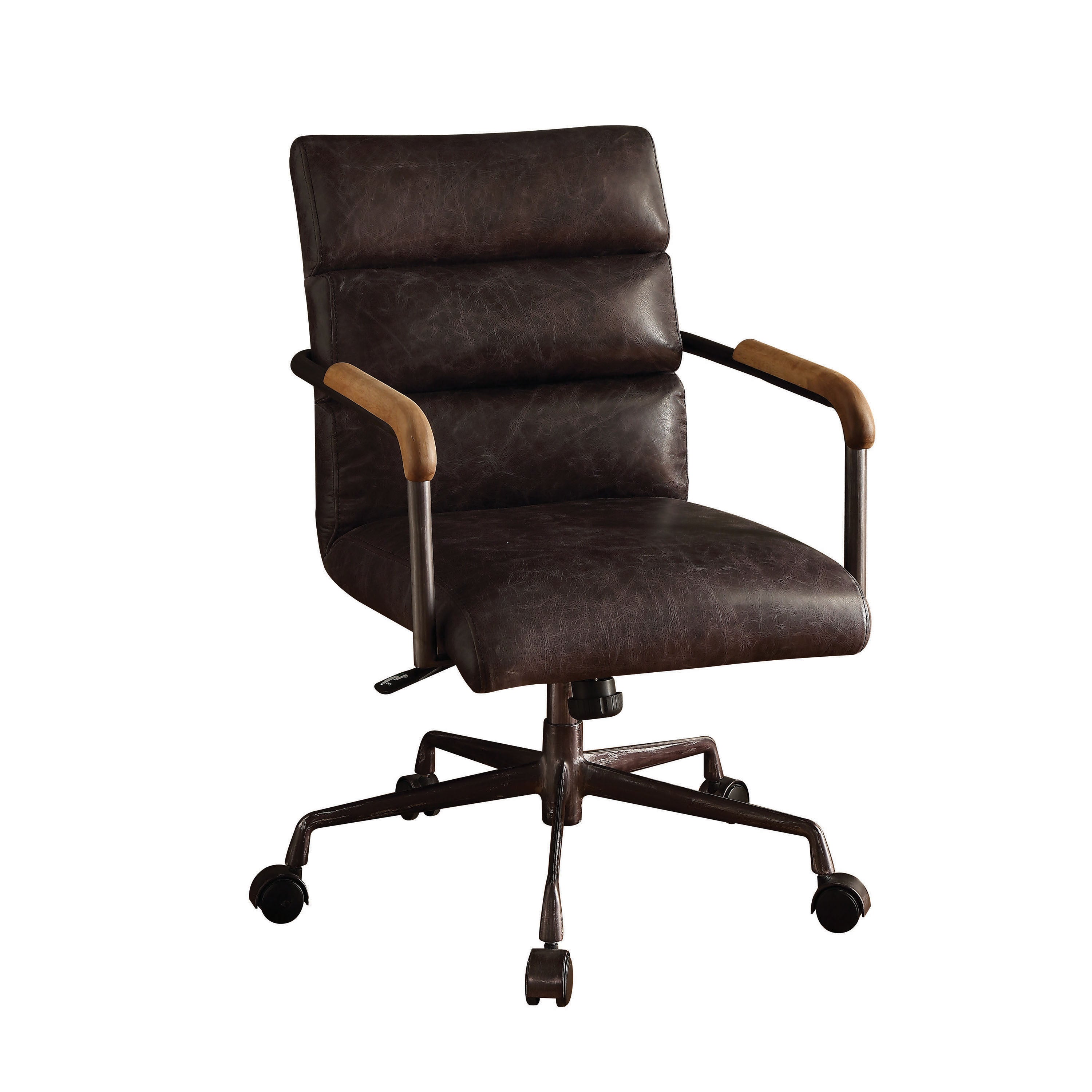 Retro Top Grain Leather Office Chair with Adjustable Height