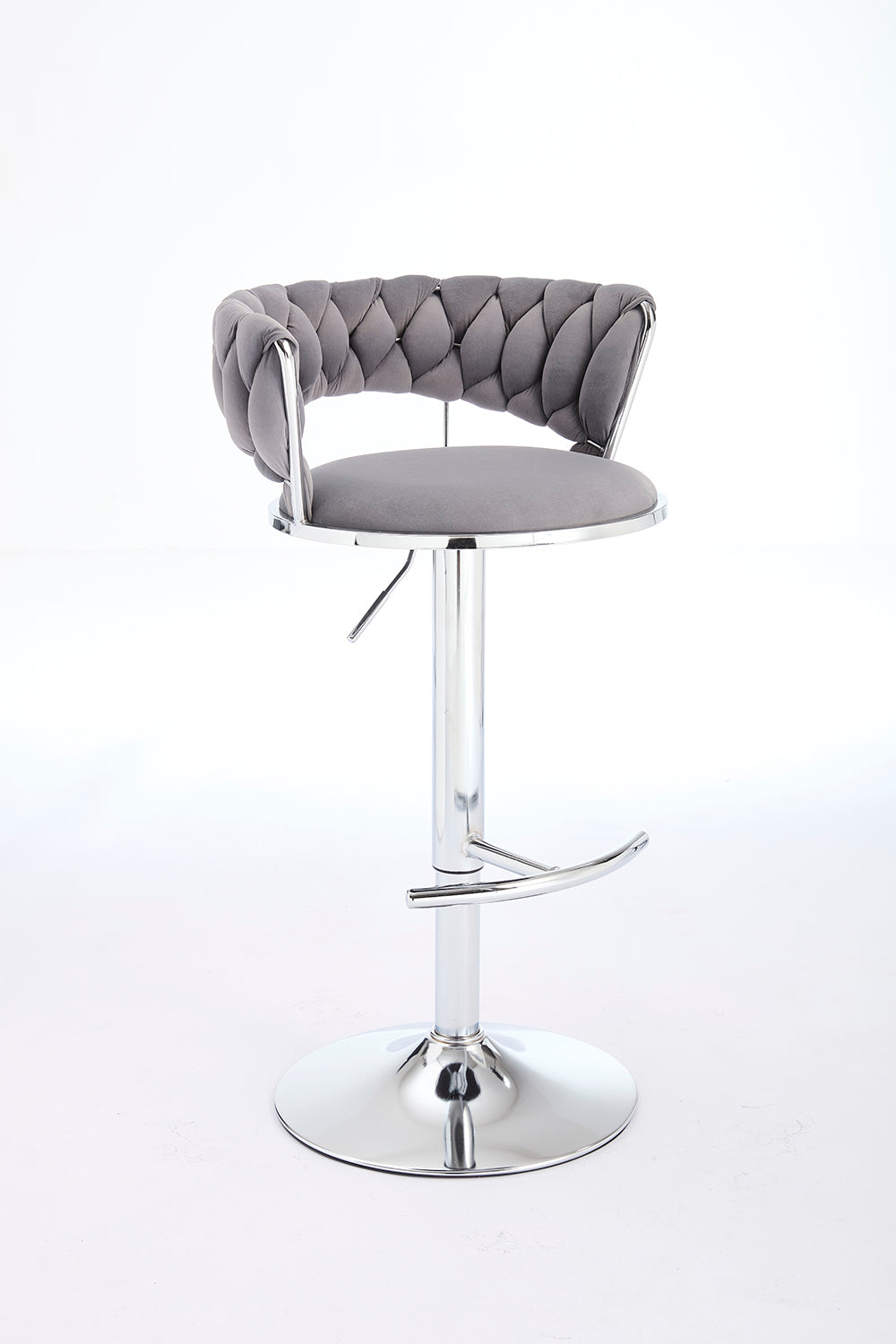 2PCS Metal Bar Stools with Chrome Footrest and Base