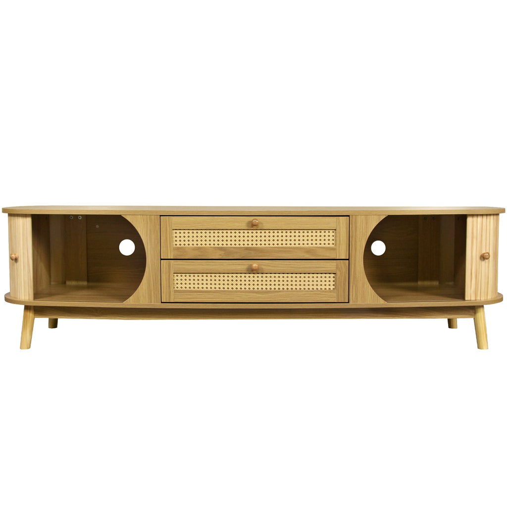 Modern Farmhouse Rattan TV Stand  Up to 75''