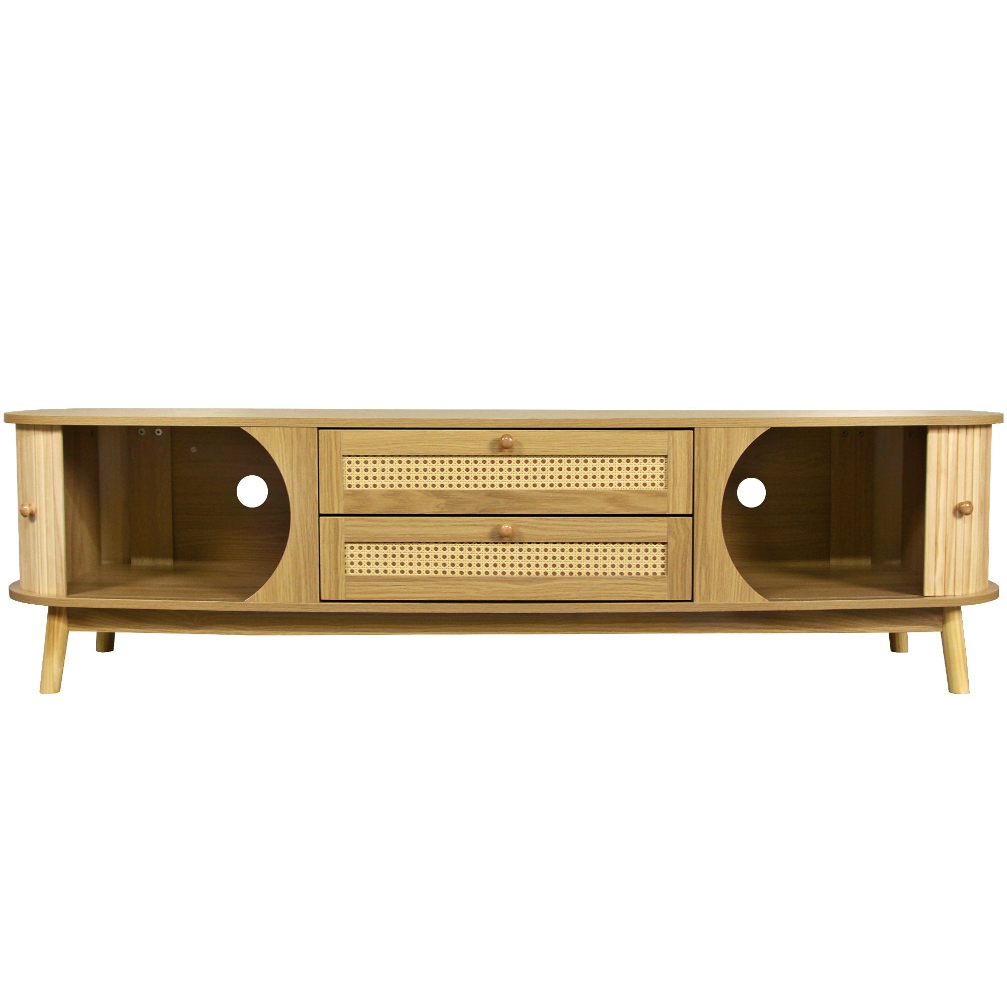 Modern Farmhouse Rattan TV Stand  Up to 75''