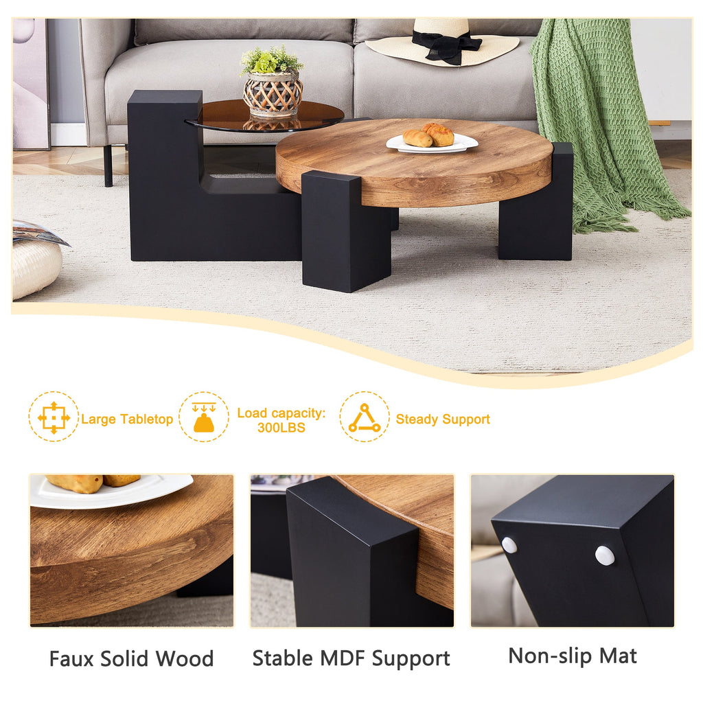 Modern Simple Double-Layer Round Coffee Table