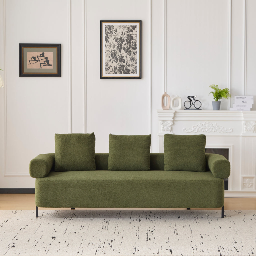 78' Modern Upholstered Sofa with 3 Plush Pillows