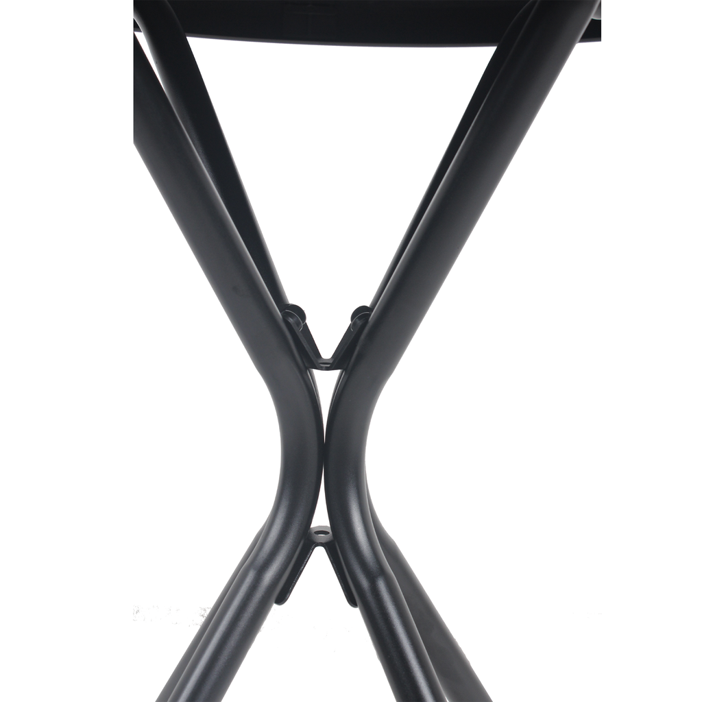 24“ Round Tempered Glass Side Table Black Iron Frame Indoor Outdoor Use