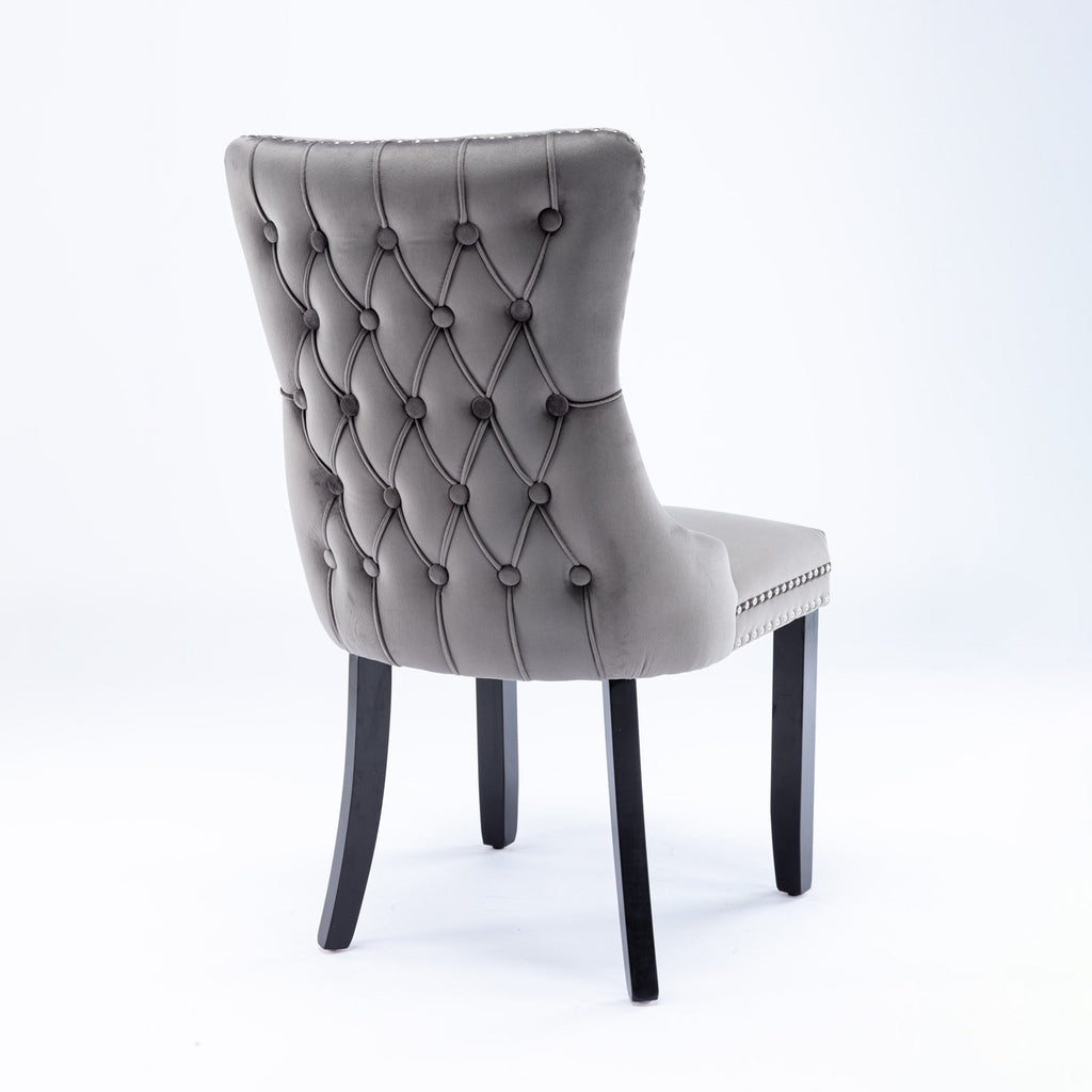 Modern Velvet Upholstered Wing-Back Dining Chairs (Set of 2)