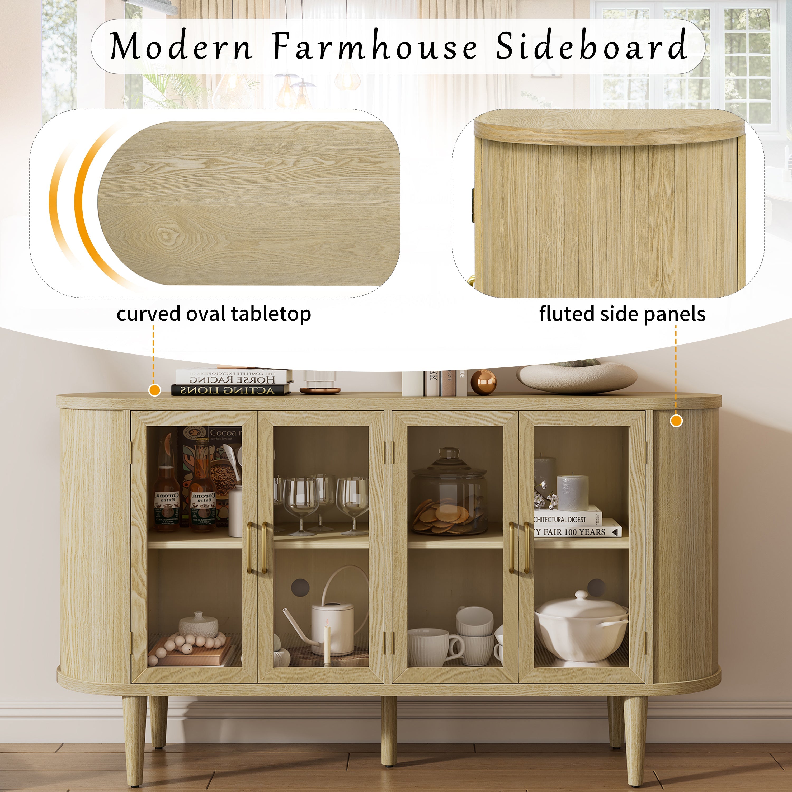 Farmhouse Sideboard Cabinet with Storage