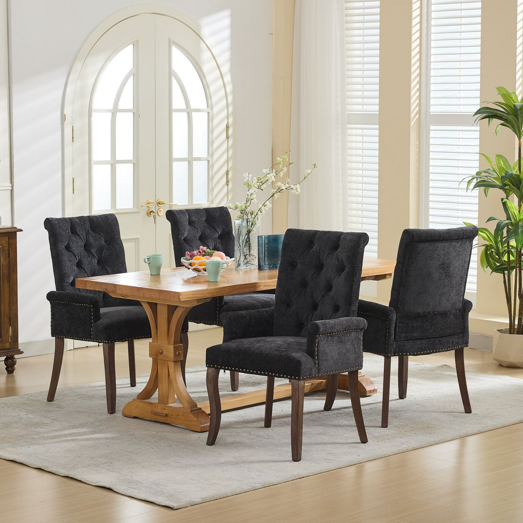 Elegant Upholstered Chenille Fabric Accent Dining Chair