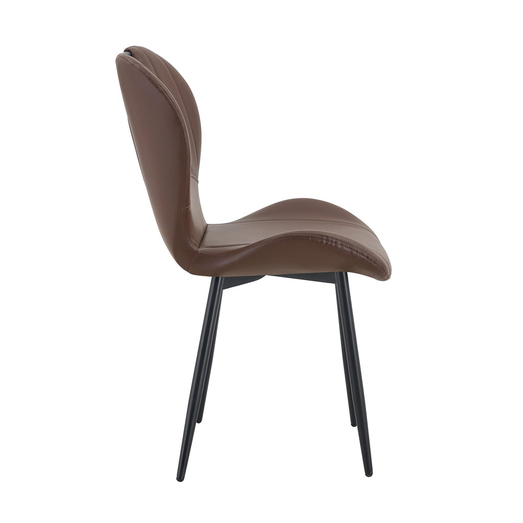 Set of 4 Fabric Dining Chairs Black Metal Frame Wide Cushioned Comfortable