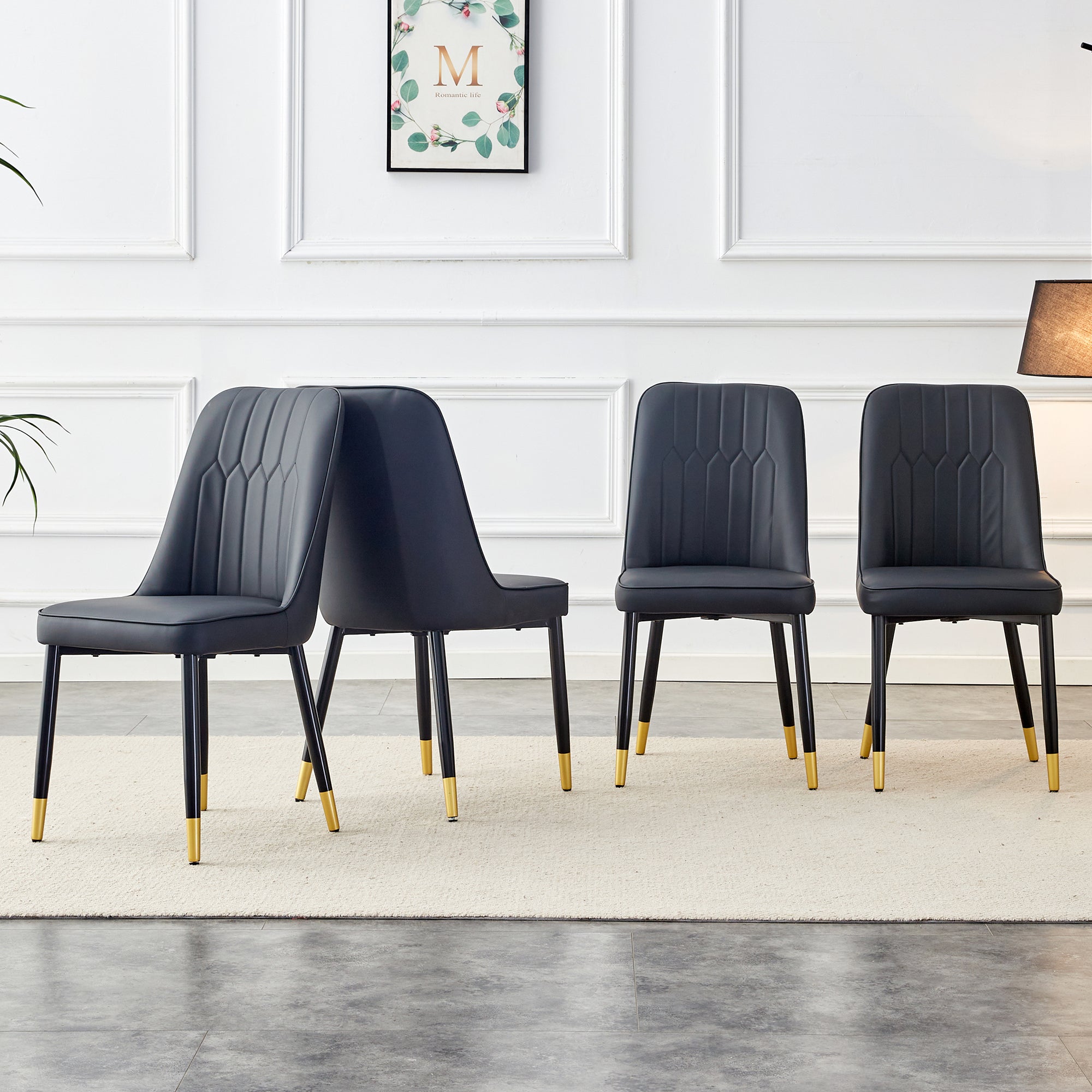 Modern PU Artificial Leather Dining Chairs (Set of 4)