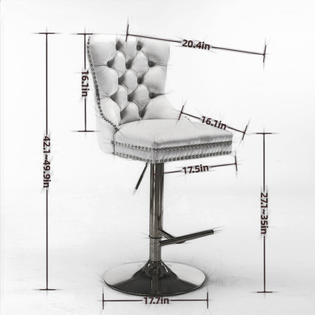 Modern Upholstered Velvet Bar Stools (Set of 2)