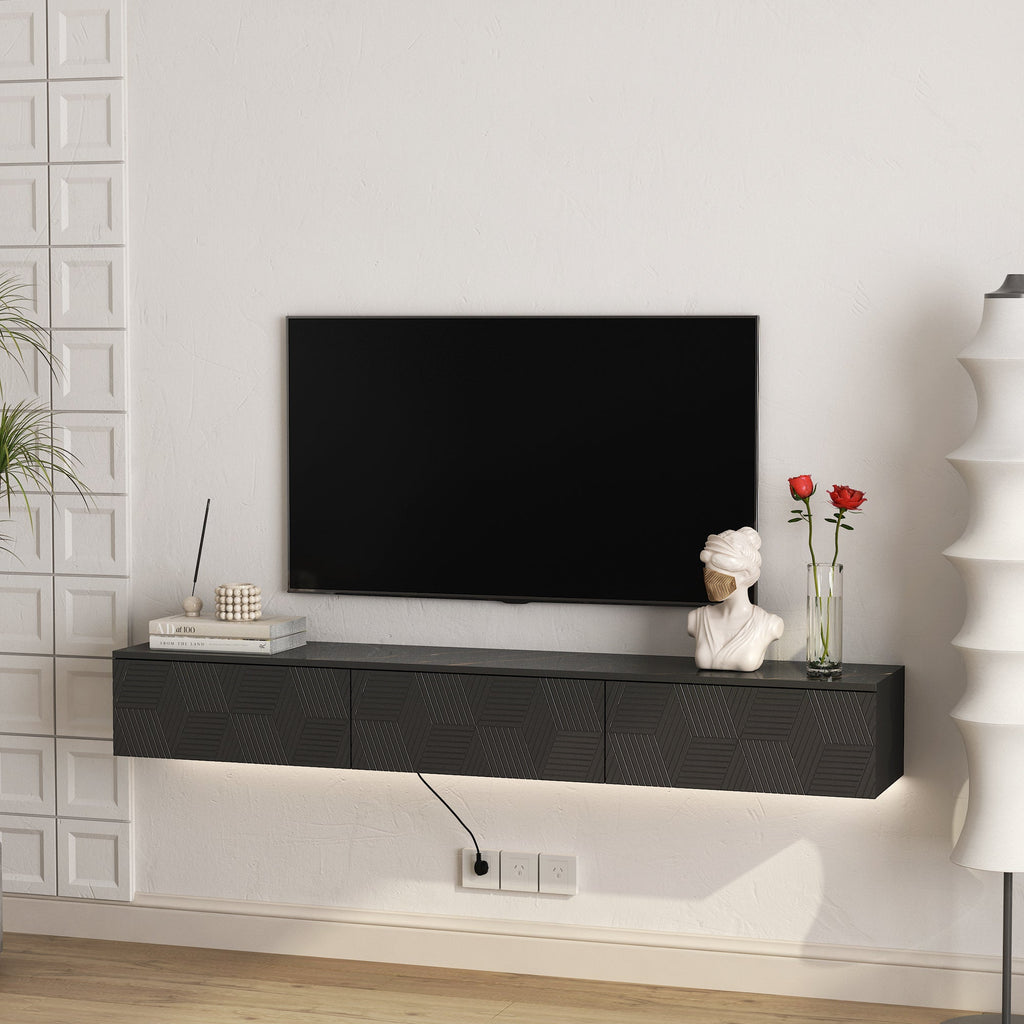 Floating TV Stand Wall Mounted with 16 Color LED