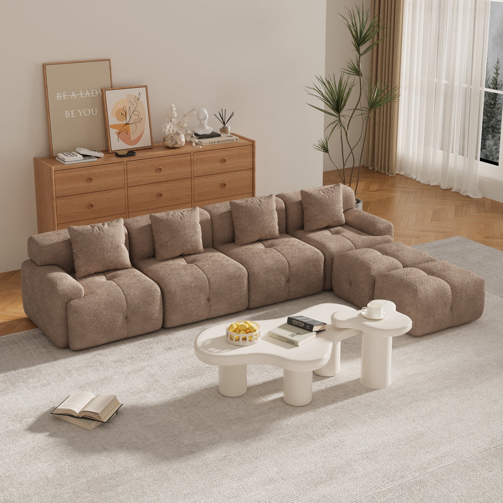 Oversized Boneless Convertible Cloud Couch with Movable Ottoman
