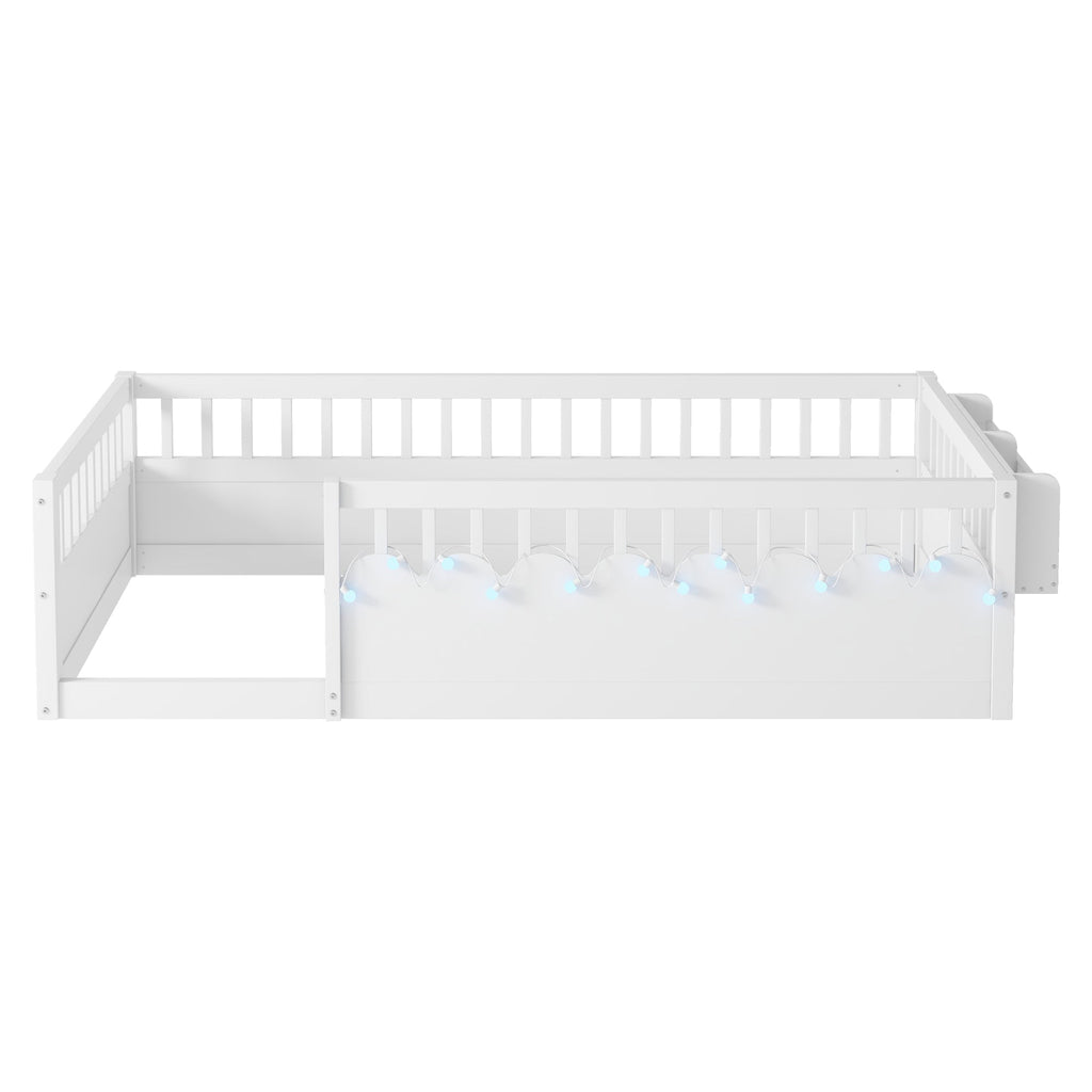 Twin/Full Montessori Floor Kids Bed Frame with High Rails