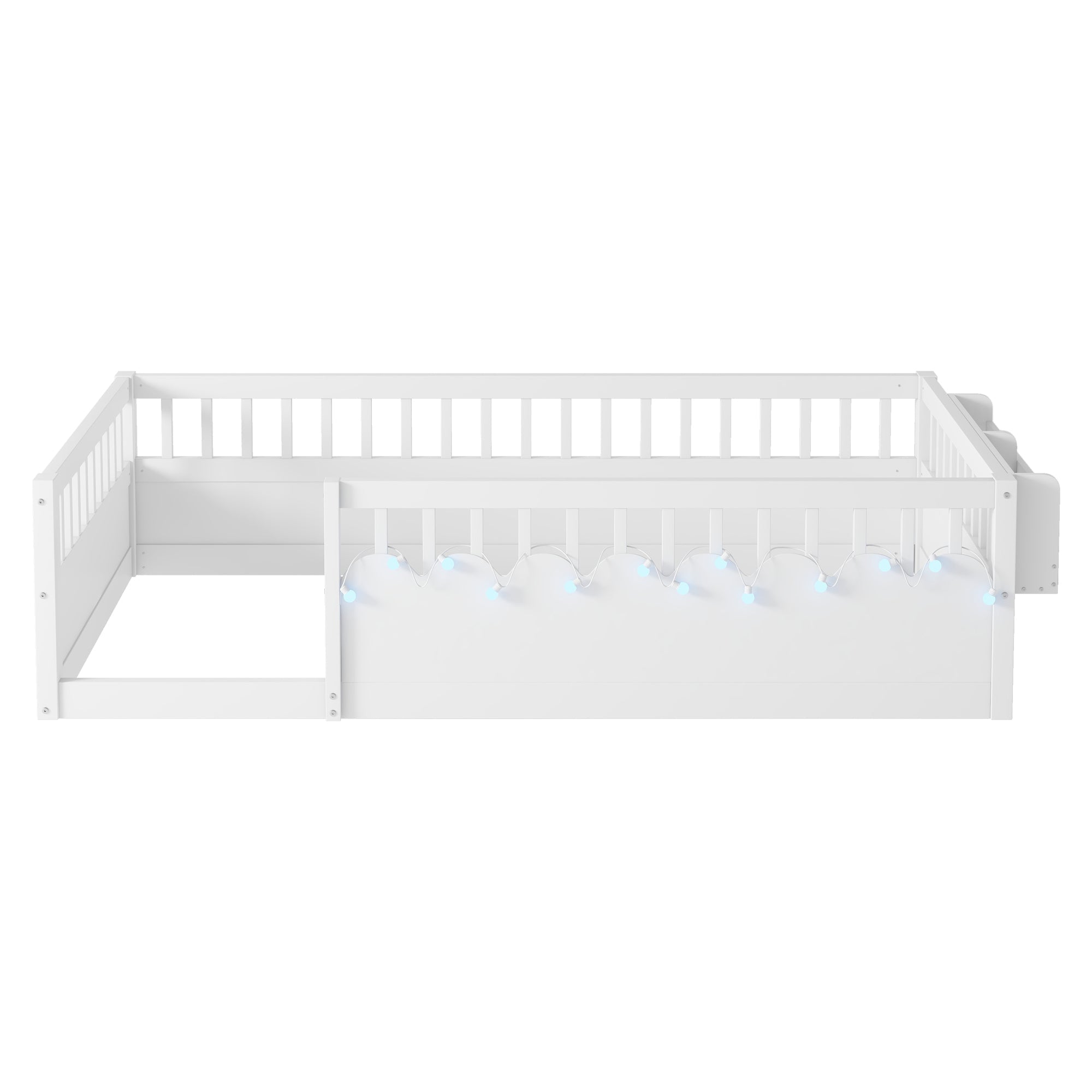 Twin/Full Montessori Floor Kids Bed Frame with High Rails