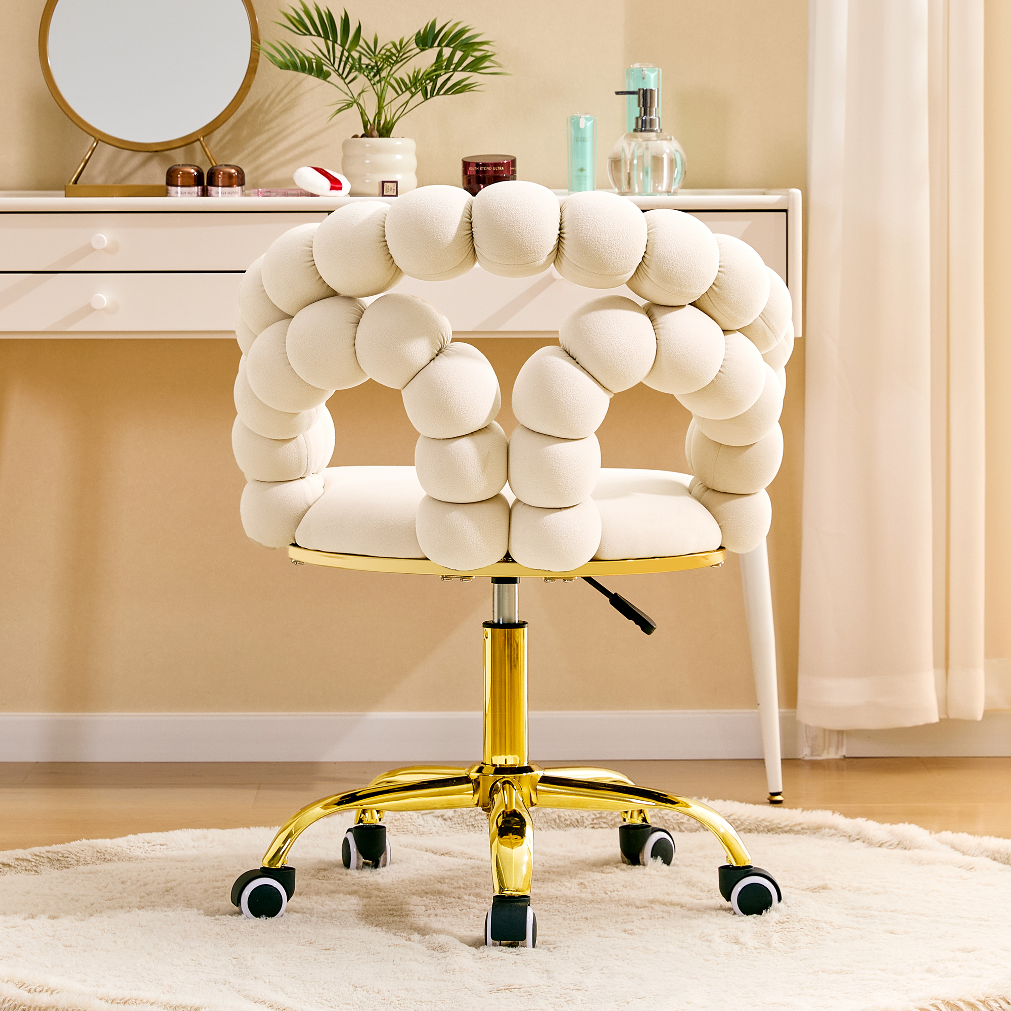 Coloful Modern Velvet Adjustable Swivel Desk Chair with Bubble Back