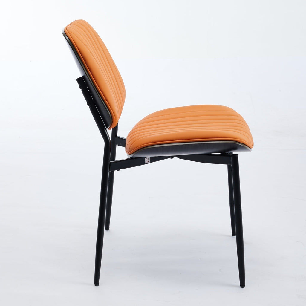 Mid Century Modern Retro Faux Leather Dining Chairs with Walnut Bentwood (Set of 2)
