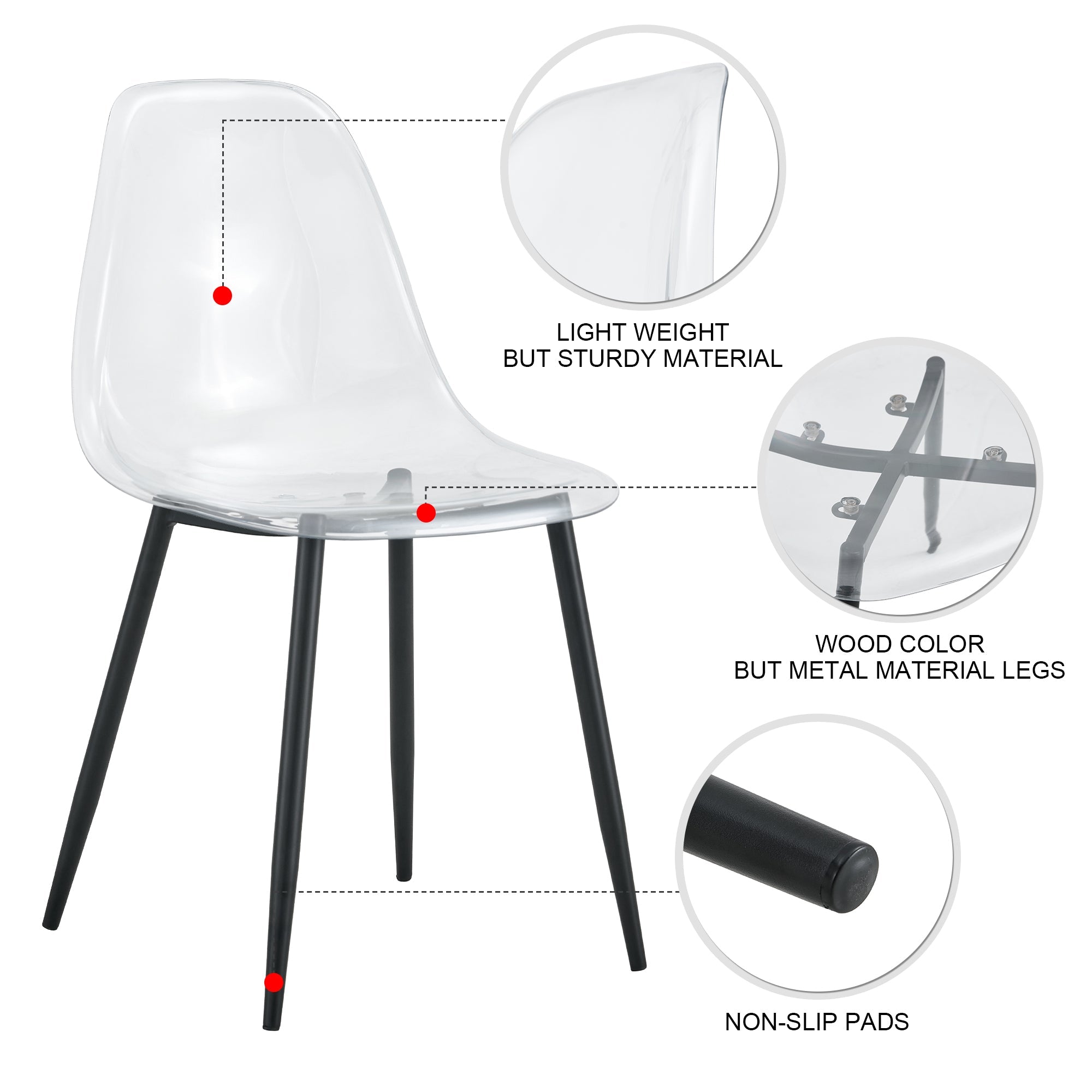 Modern Minimalist Transparent Metal Dining Chairs