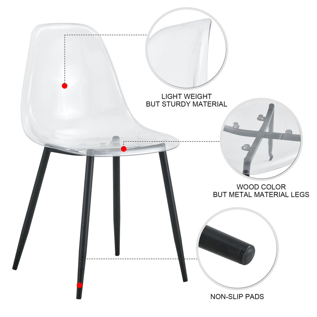 Modern Minimalist Transparent Metal Dining Chairs