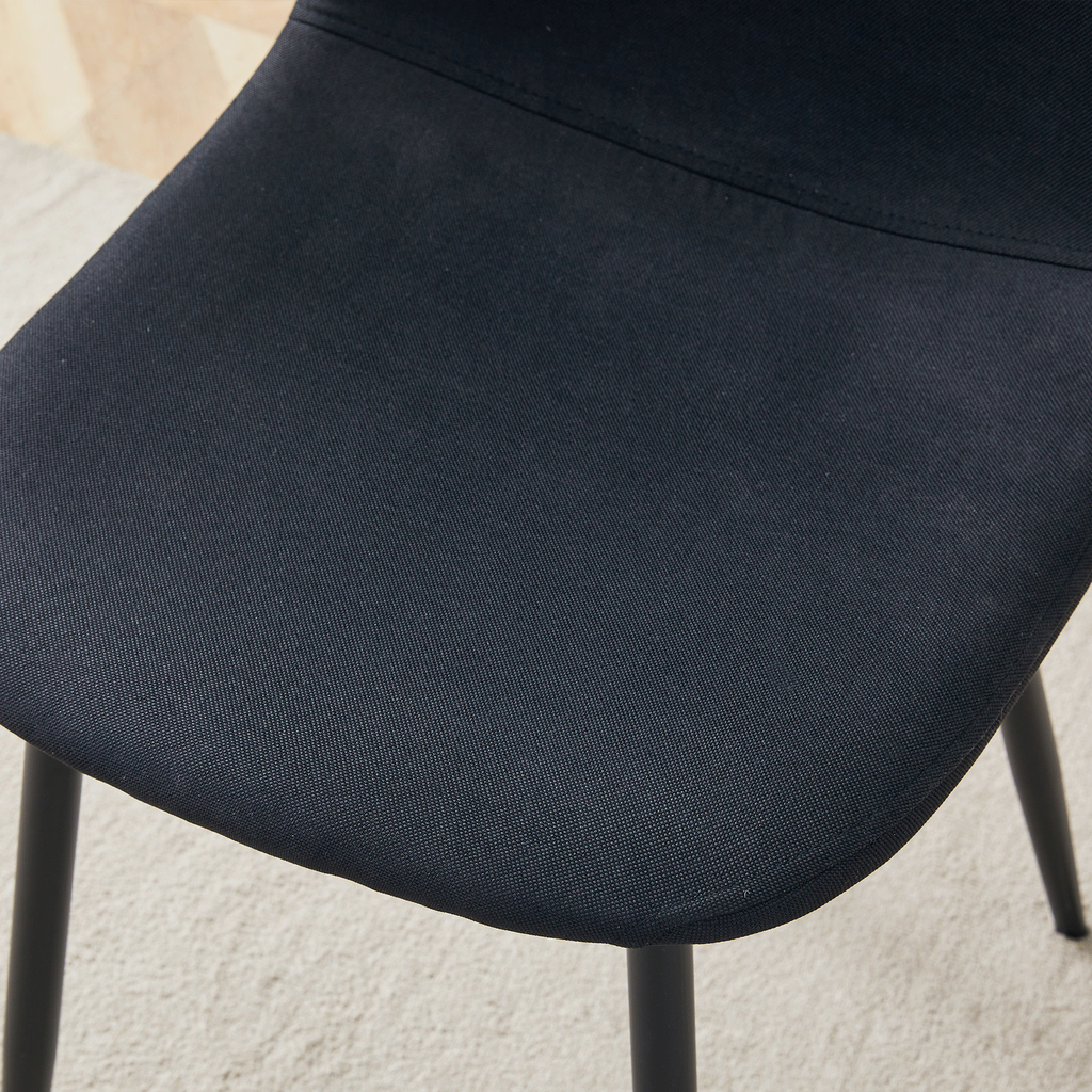 Luxury Simple Chair Black Linen Dining Chair  (Set of 4)