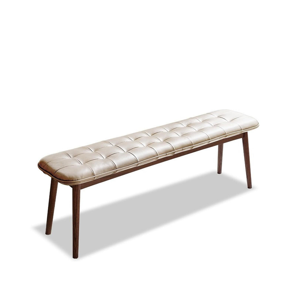Natural Oak Dining Bench Table Bench with Leather Cushion