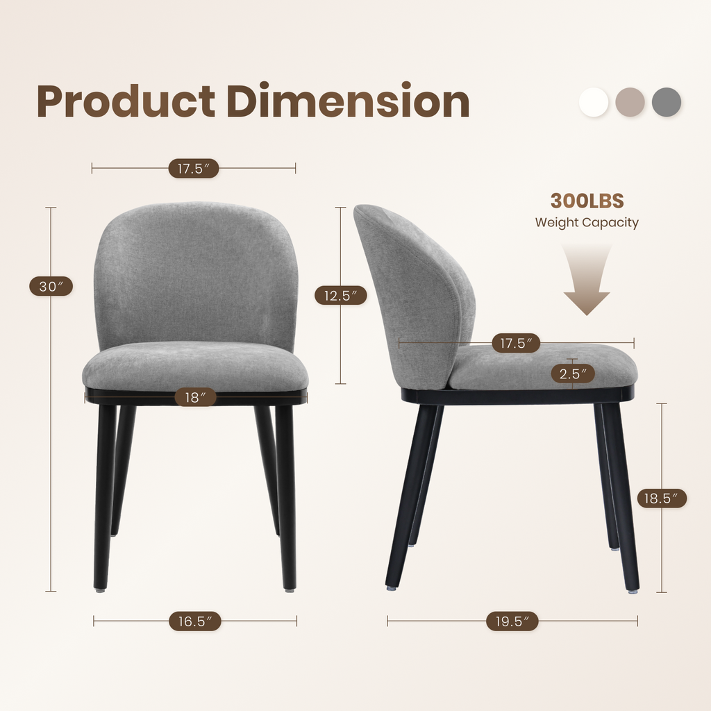 Firmoz Modern Armless Dining Chairs with Solid Wood Frame & Chenille Upholstery