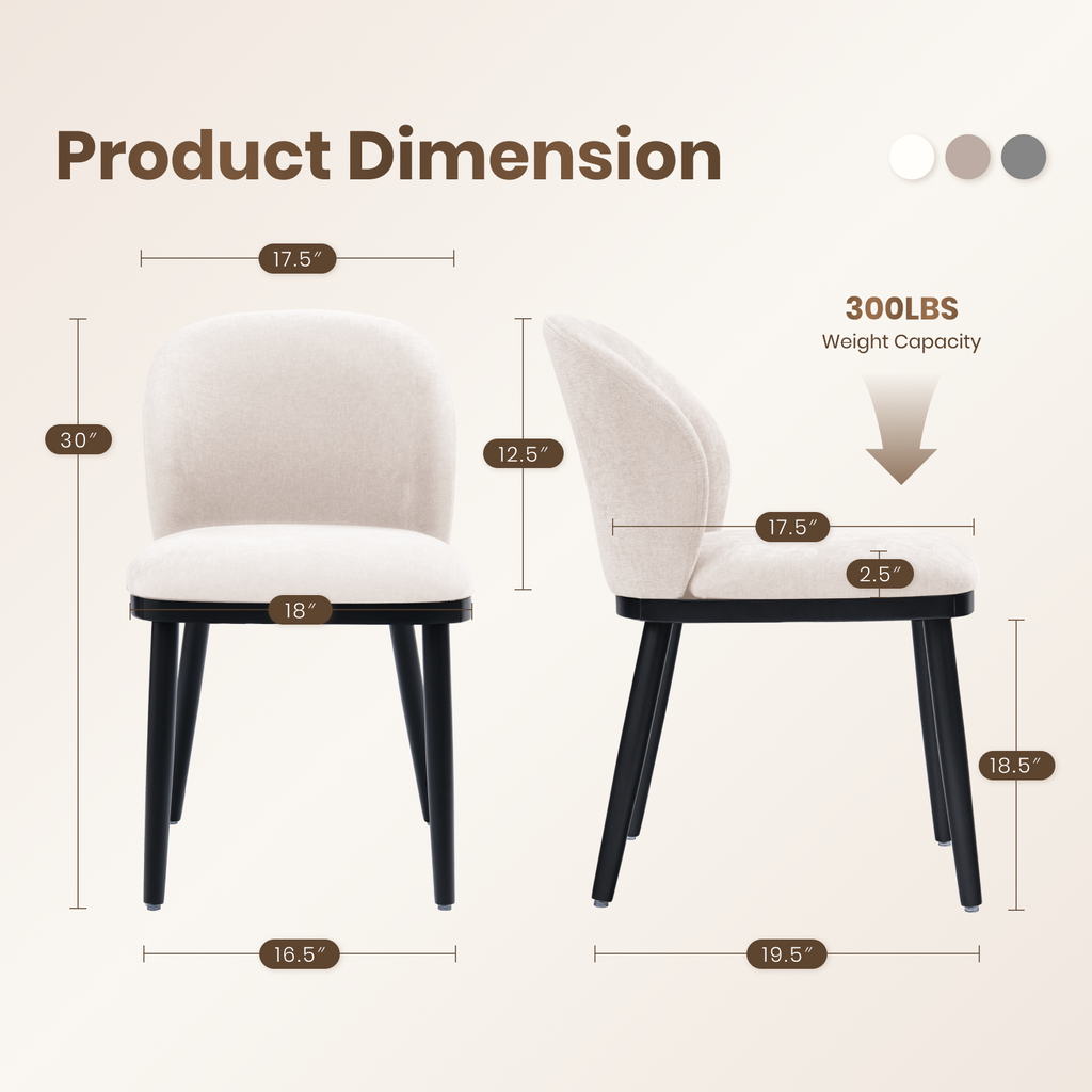 Firmoz Modern Armless Dining Chairs with Solid Wood Frame & Chenille Upholstery