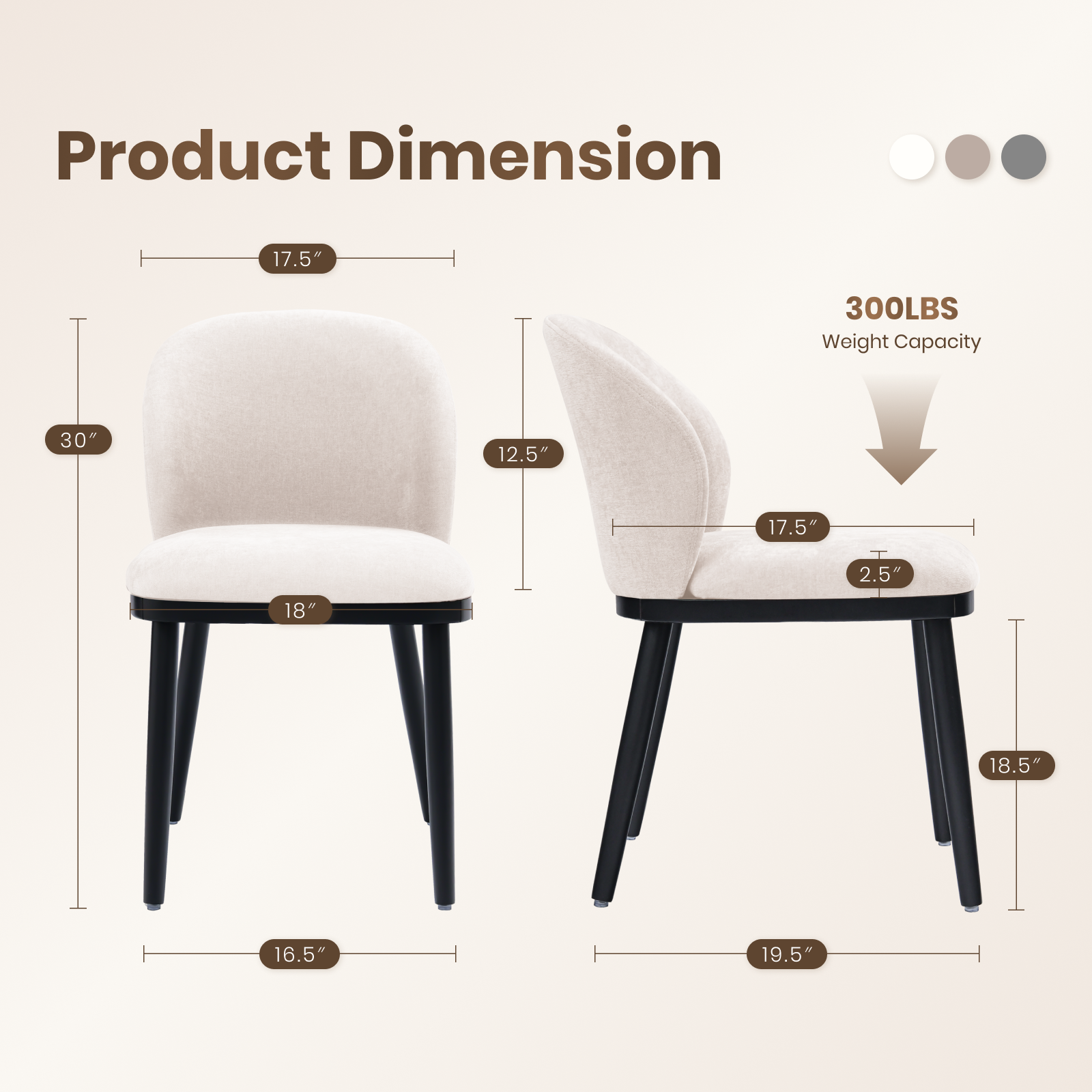 Firmoz Modern Armless Dining Chairs with Solid Wood Frame & Chenille Upholstery