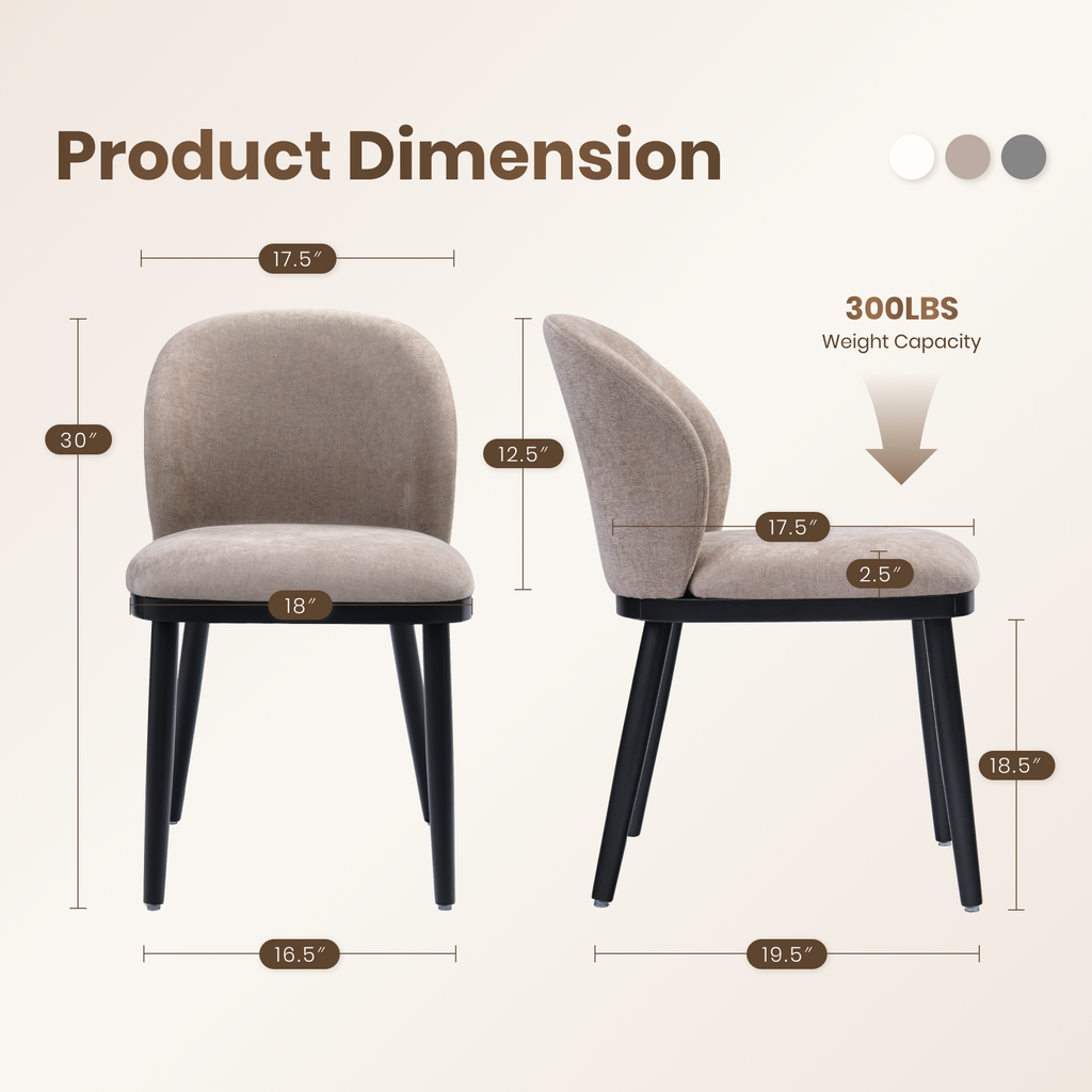 Firmoz Modern Armless Dining Chairs with Solid Wood Frame & Chenille Upholstery