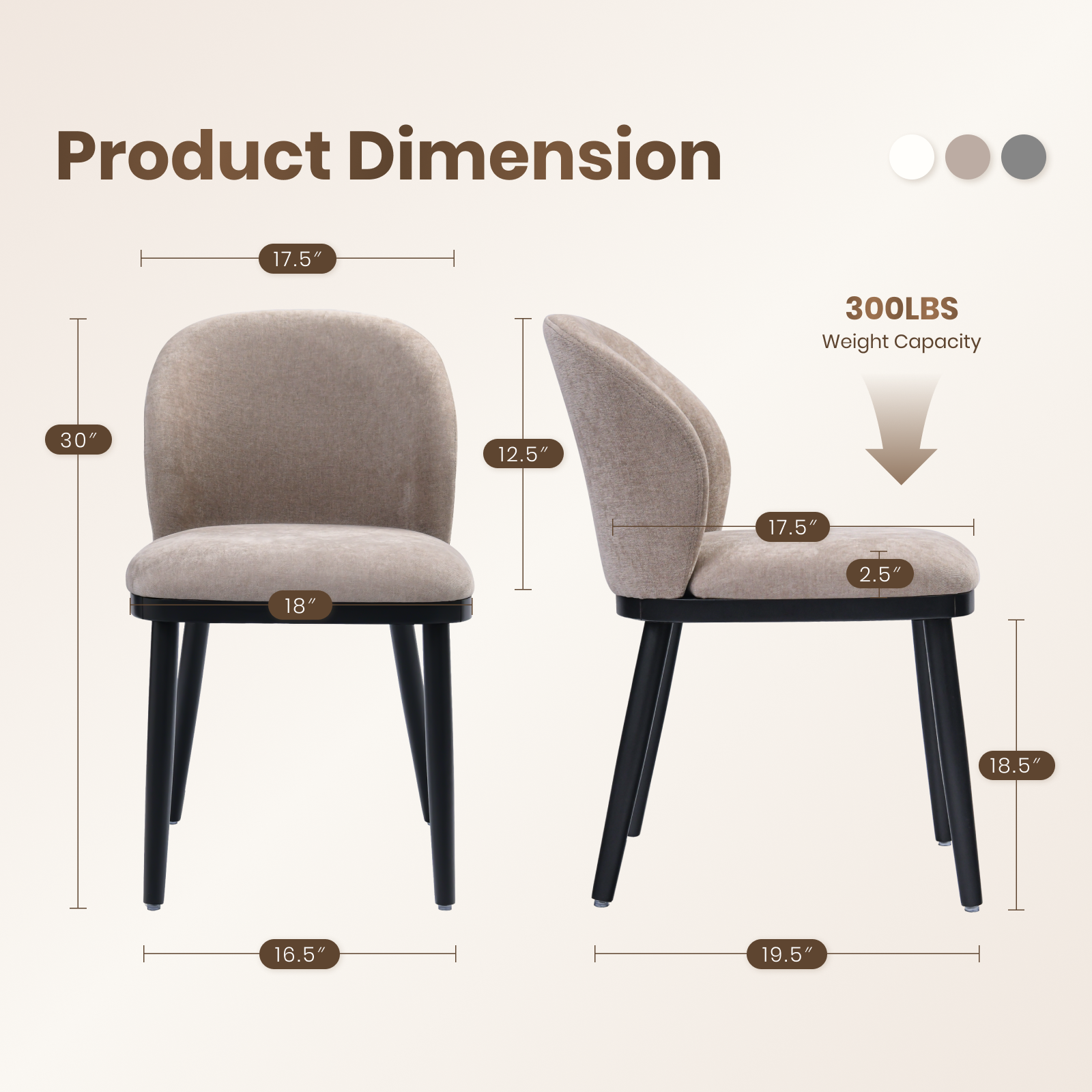 Firmoz Modern Armless Dining Chairs with Solid Wood Frame & Chenille Upholstery