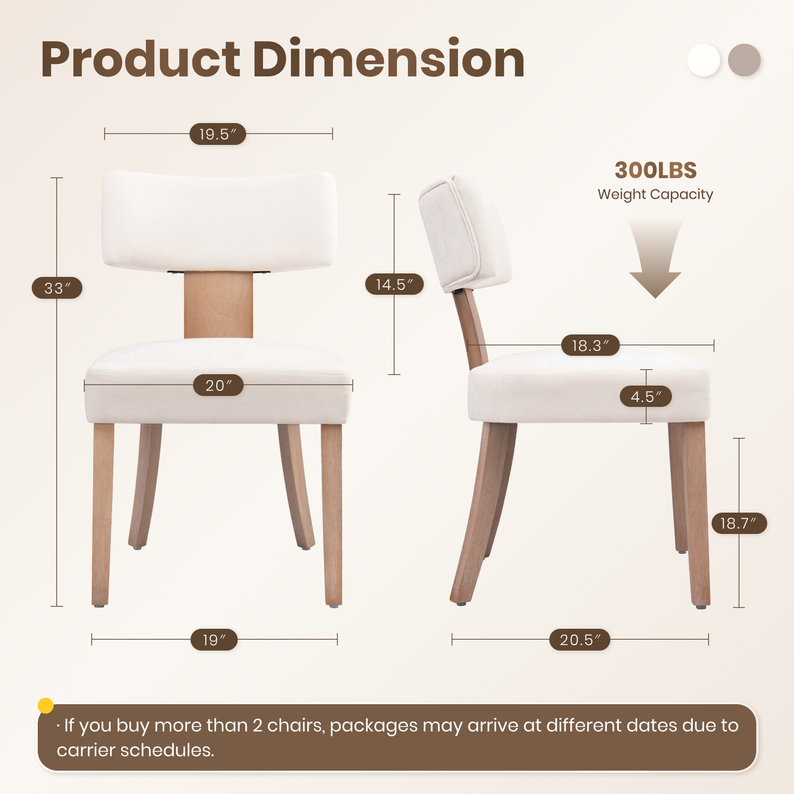 Firmoz Minimalist Chenille Dining Chairs with Rubberwood Legs & T-Back Design