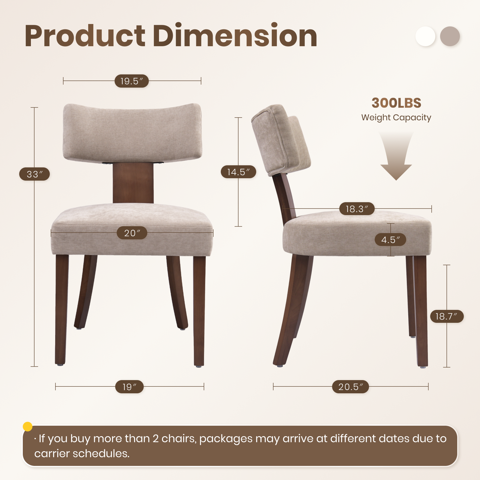 Firmoz Minimalist Chenille Dining Chairs with Rubberwood Legs & T-Back Design