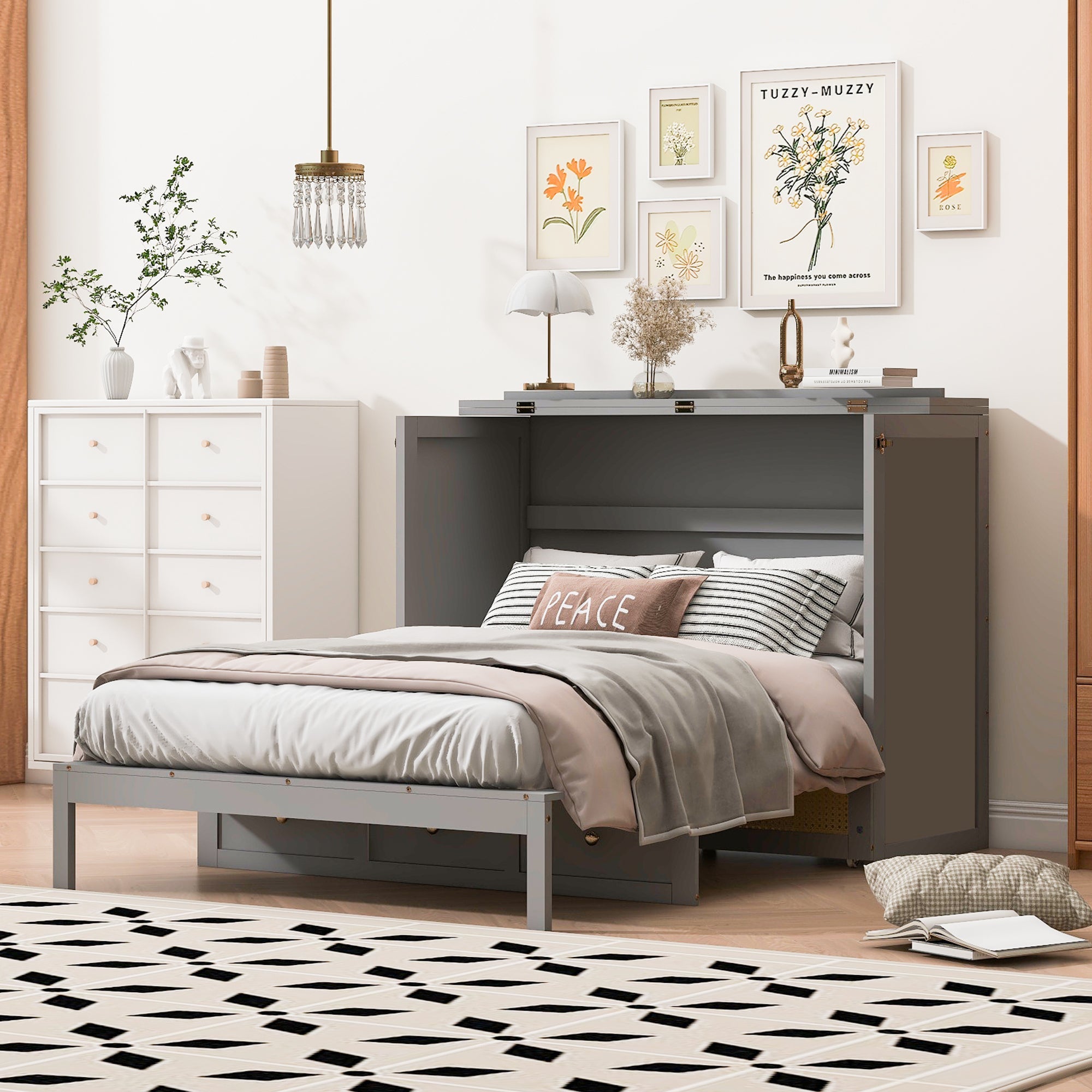 Full Size Murphy Bed with Large Drawers