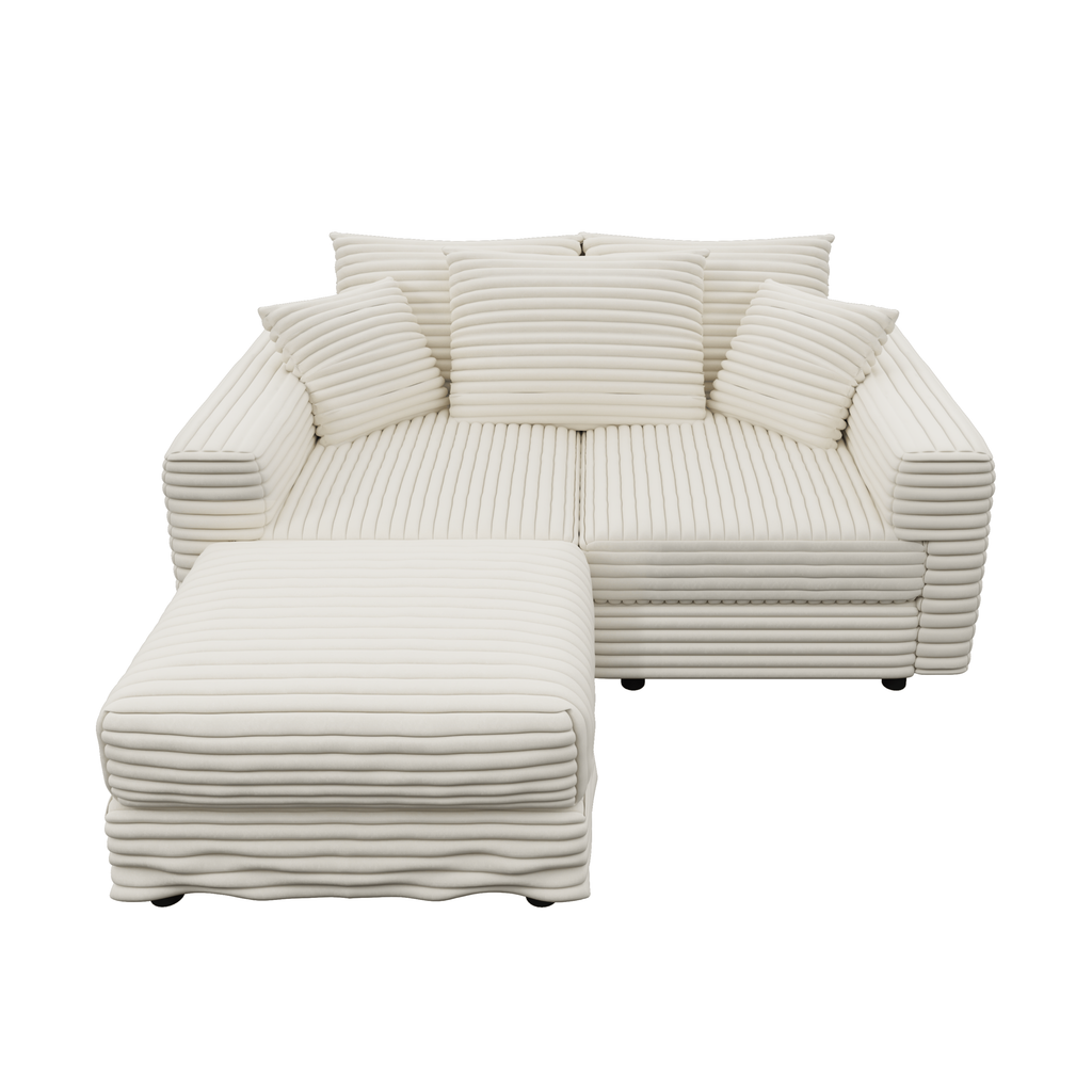 82.7' Modern Comfy Cloud Couch Sofa with Soft Pillows + Ottomans Option