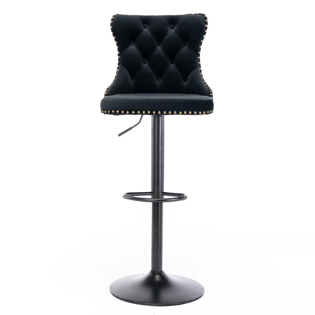 Modern Swivel Velvet Barstools Adjusatble Seat (Set of 2)