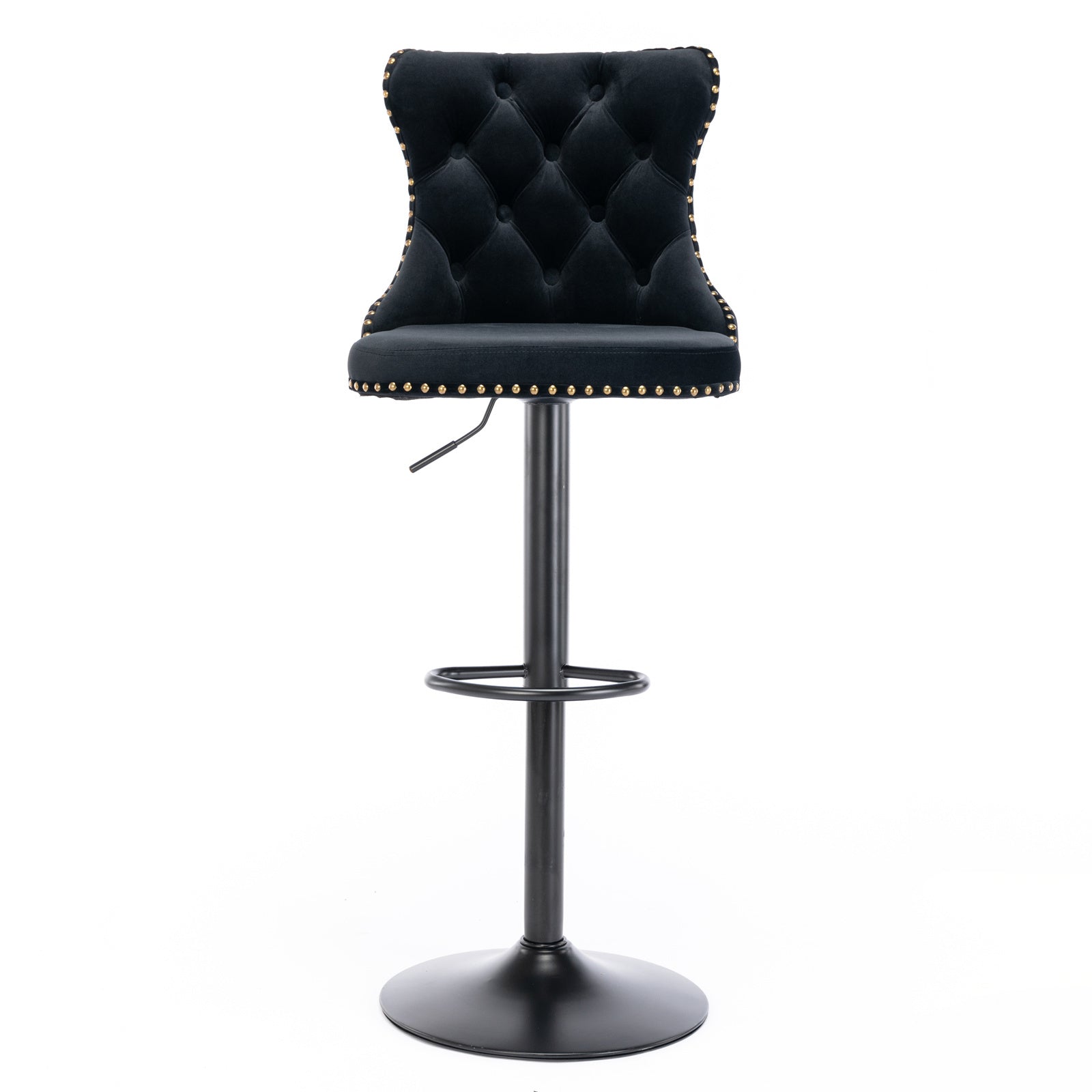 Modern Swivel Velvet Barstools Adjusatble Seat (Set of 2)