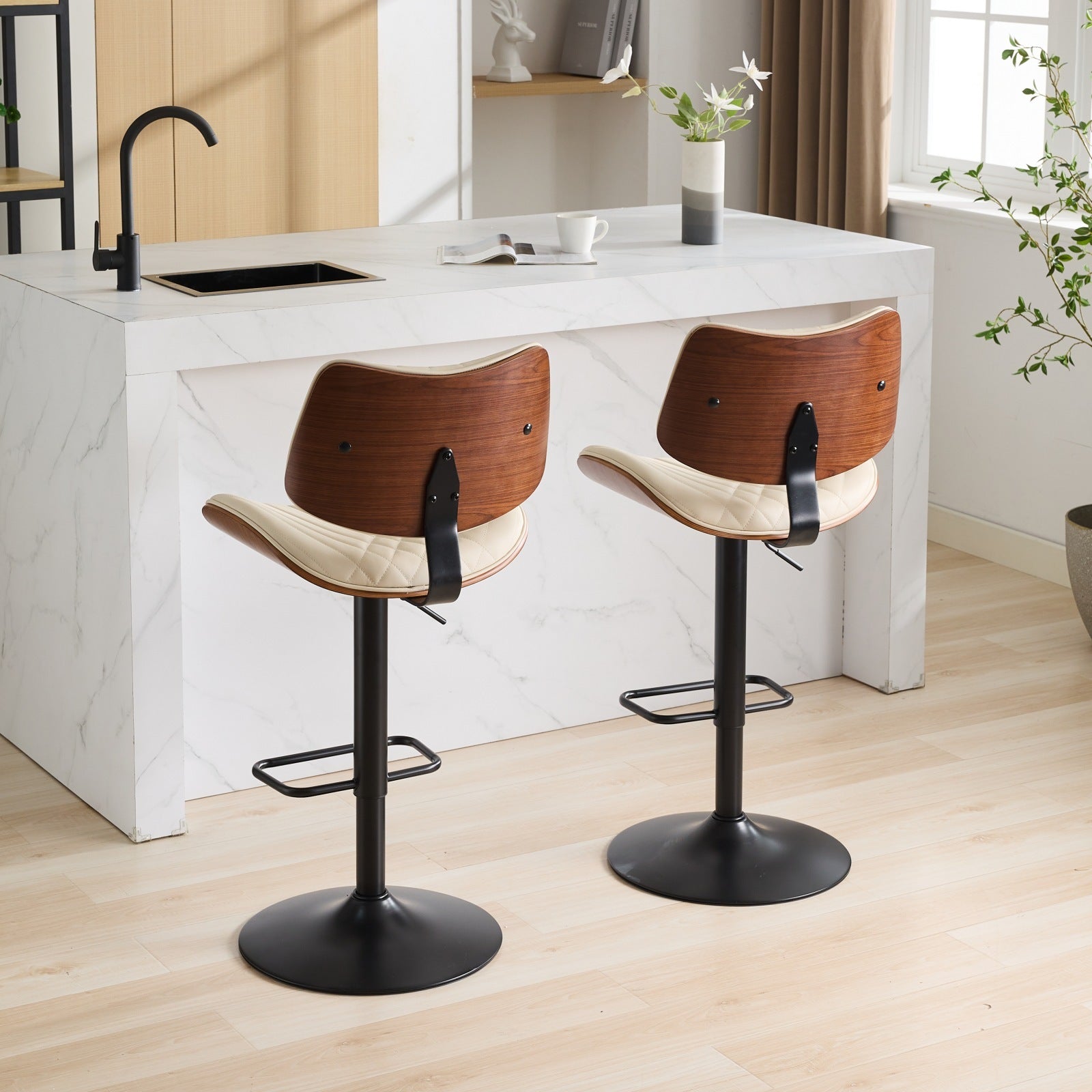 Mid Century Walnut Bentwood Bar Stools