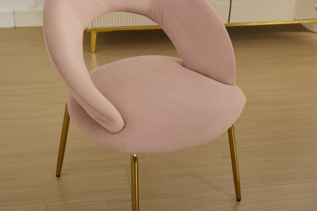 Velvet/Teddy Fabric Dining Chairs with Curved Backrest