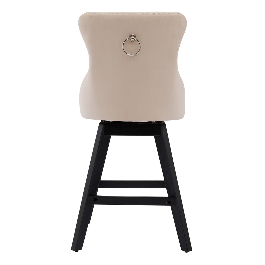 Swivel Velvet Barstools with Button Tufted Decoration (Set of 2)