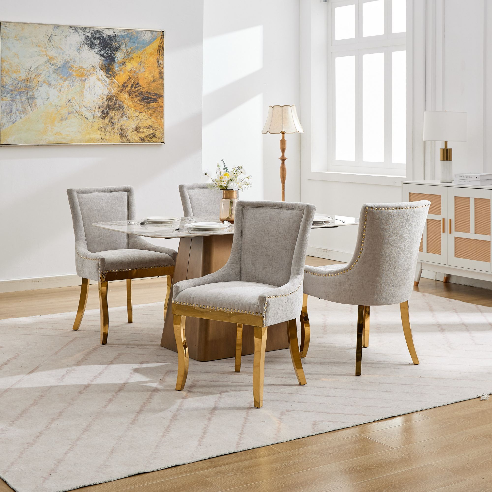 Modern Style Chenille Dining Chairs (Set of 2)