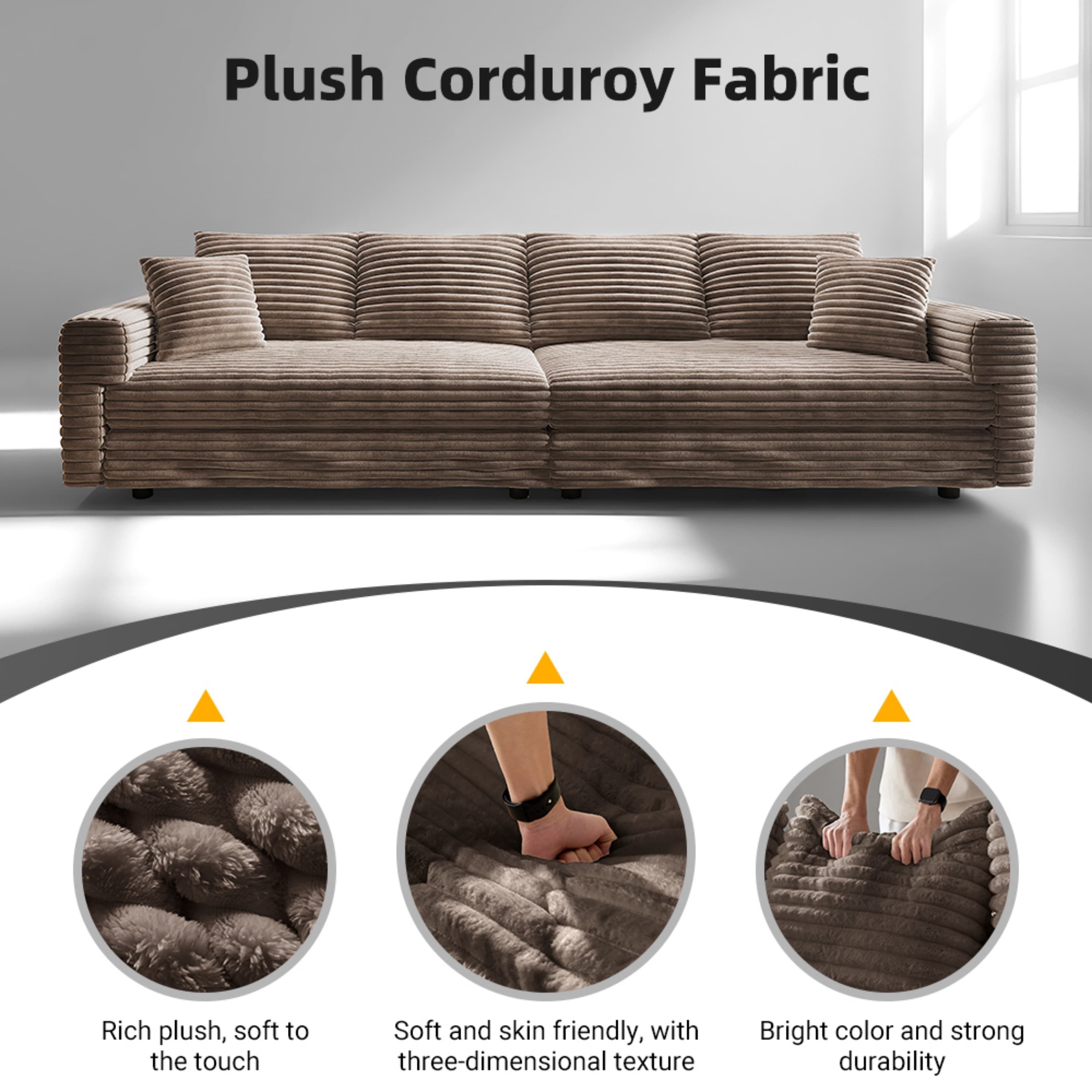 82.7' Modern Comfy Cloud Couch Sofa with Soft Pillows + Ottomans Option