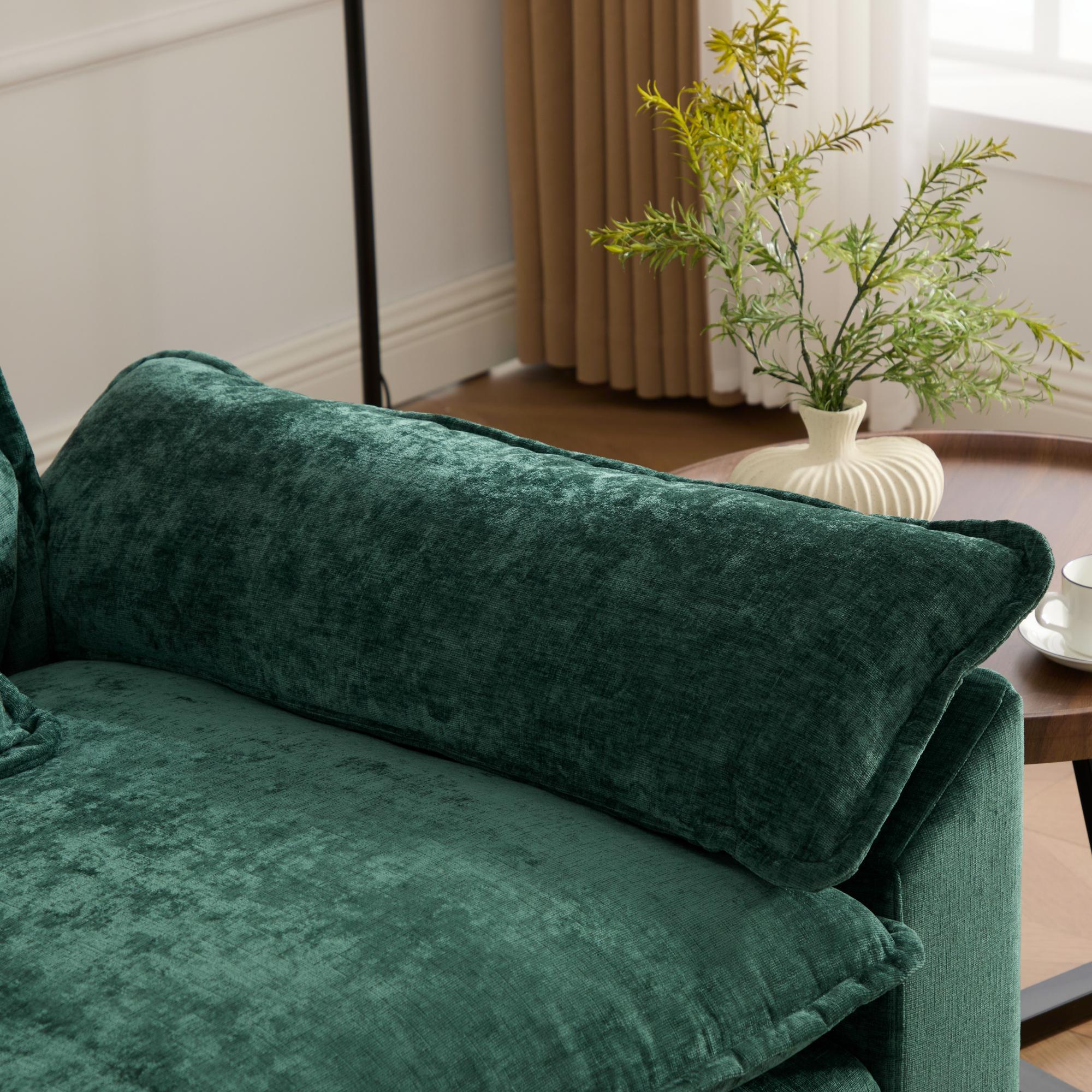 Modern Comfy Upholstered Seat Cushion Sectional Couch (Ottoman is Not Included)
