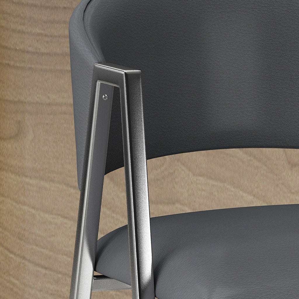 Modern PU Bar Stools with Low Back and Arms (Set of 2)