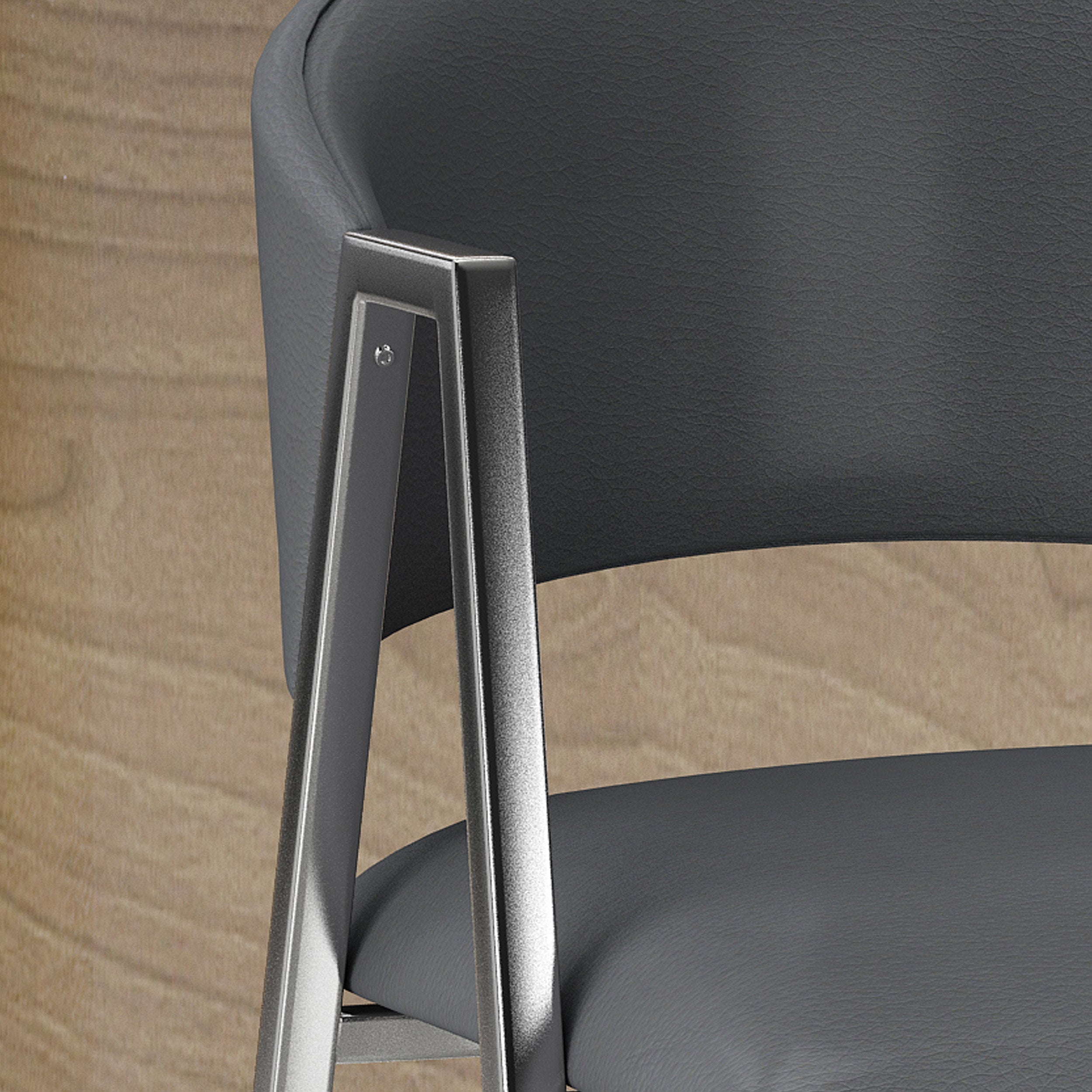 Modern PU Bar Stools with Low Back and Arms (Set of 2)