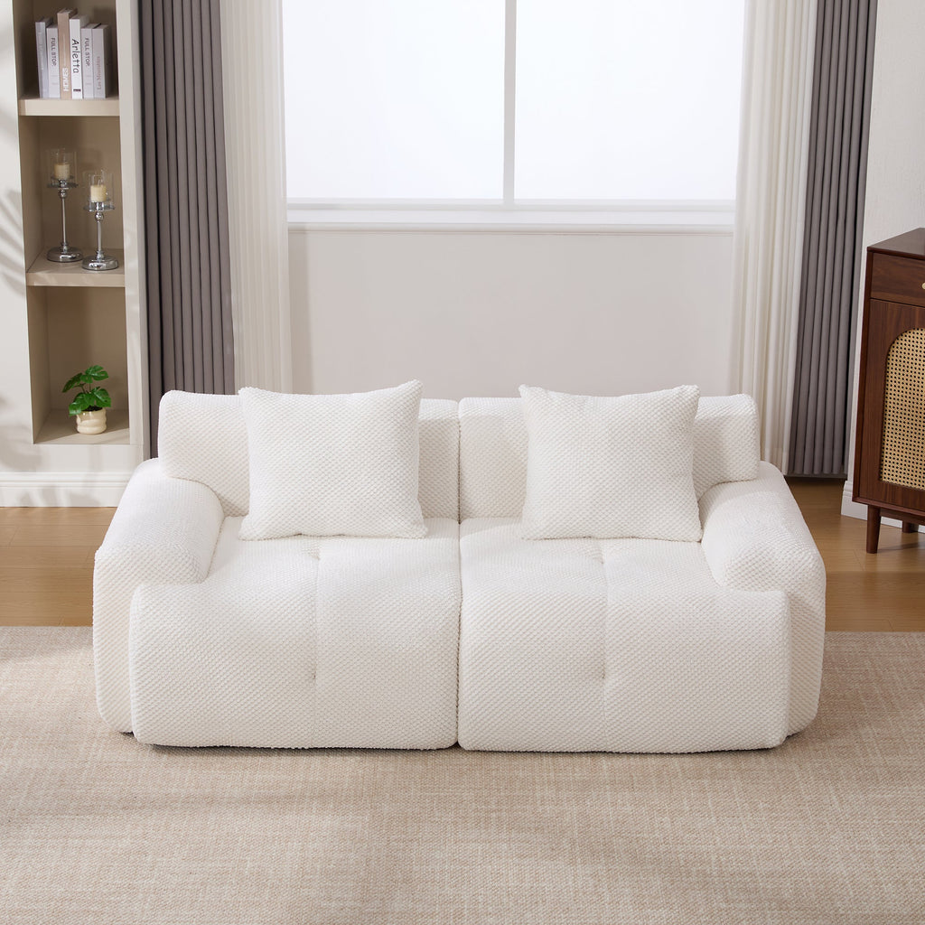 73' Sectional Cloud Convertible Floor Couch with 2 Pillows